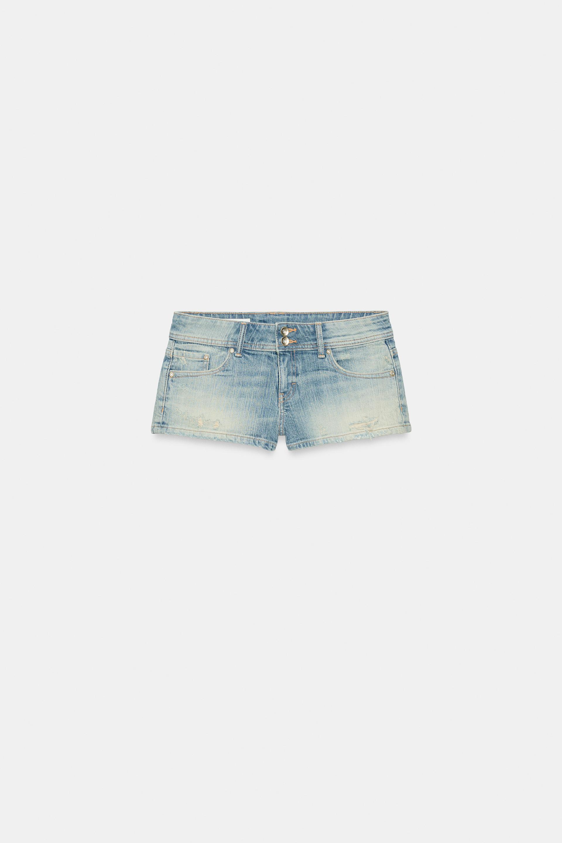 TRF LOW-RISE DENIM MINI SHORTS by ZARA