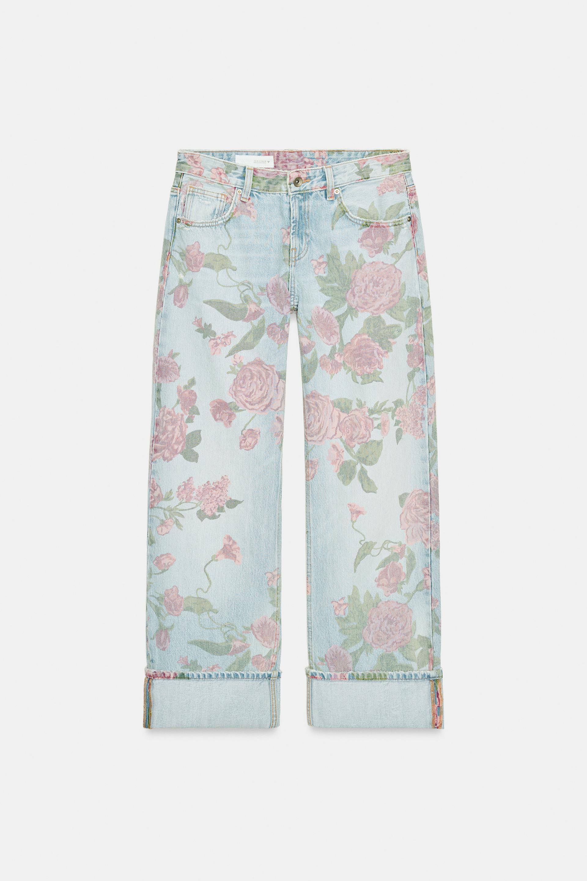 TRF LOW RISE LOOSE FIT PRINTED FOLDED JEANS by ZARA