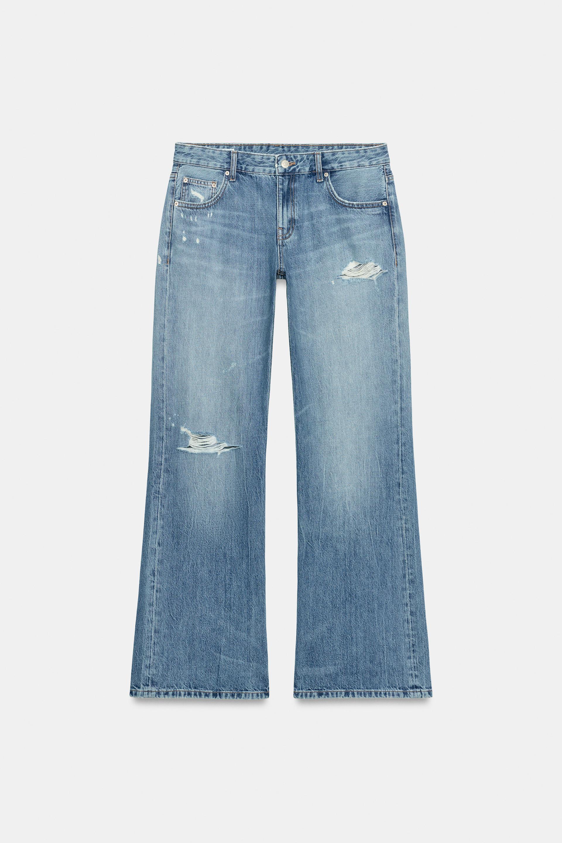 TRF LOW-RISE WIDE LEG FLARE JEANS by ZARA