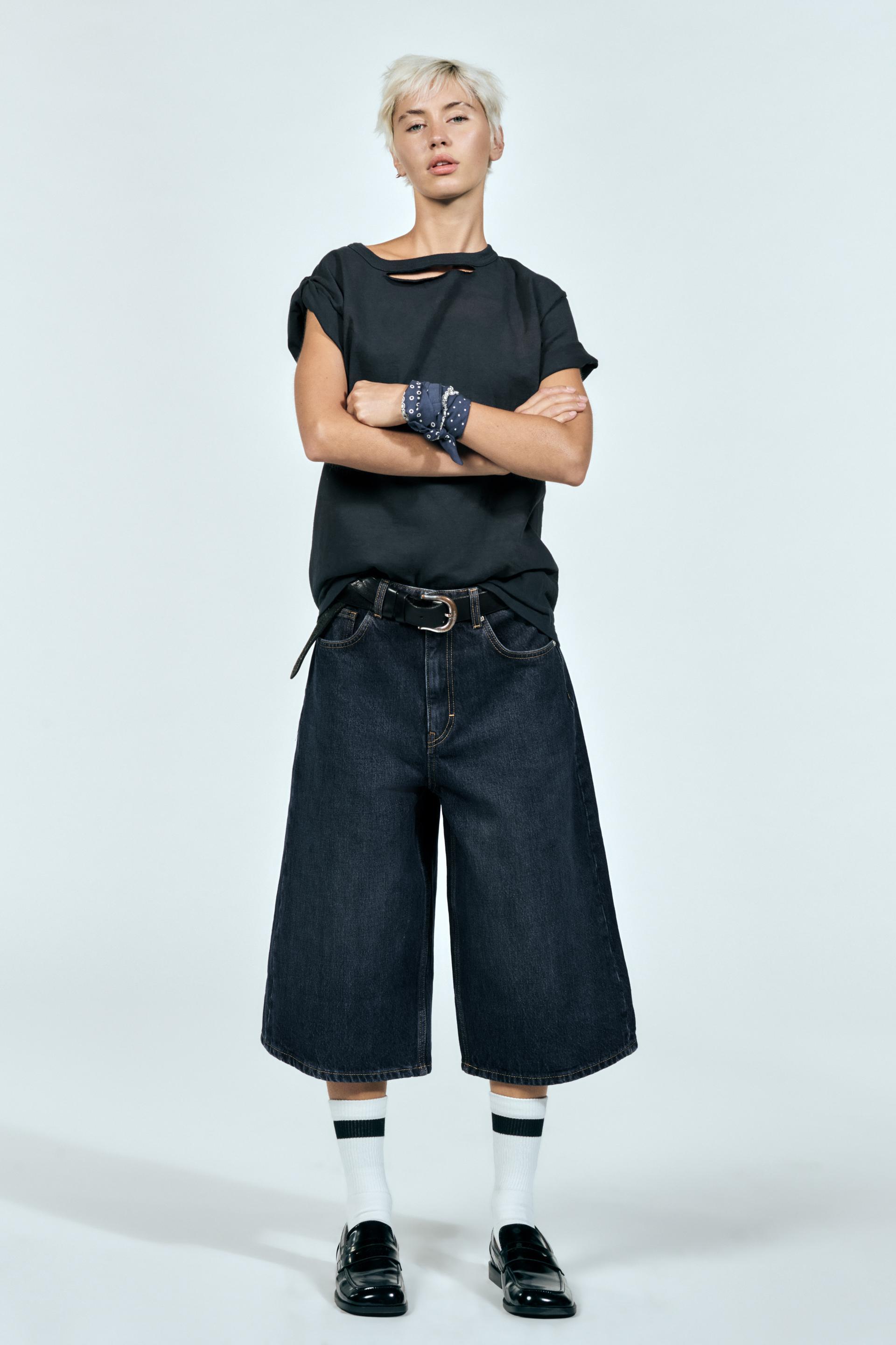 TRF MID-RISE BAGGY DENIM SHORTS by ZARA