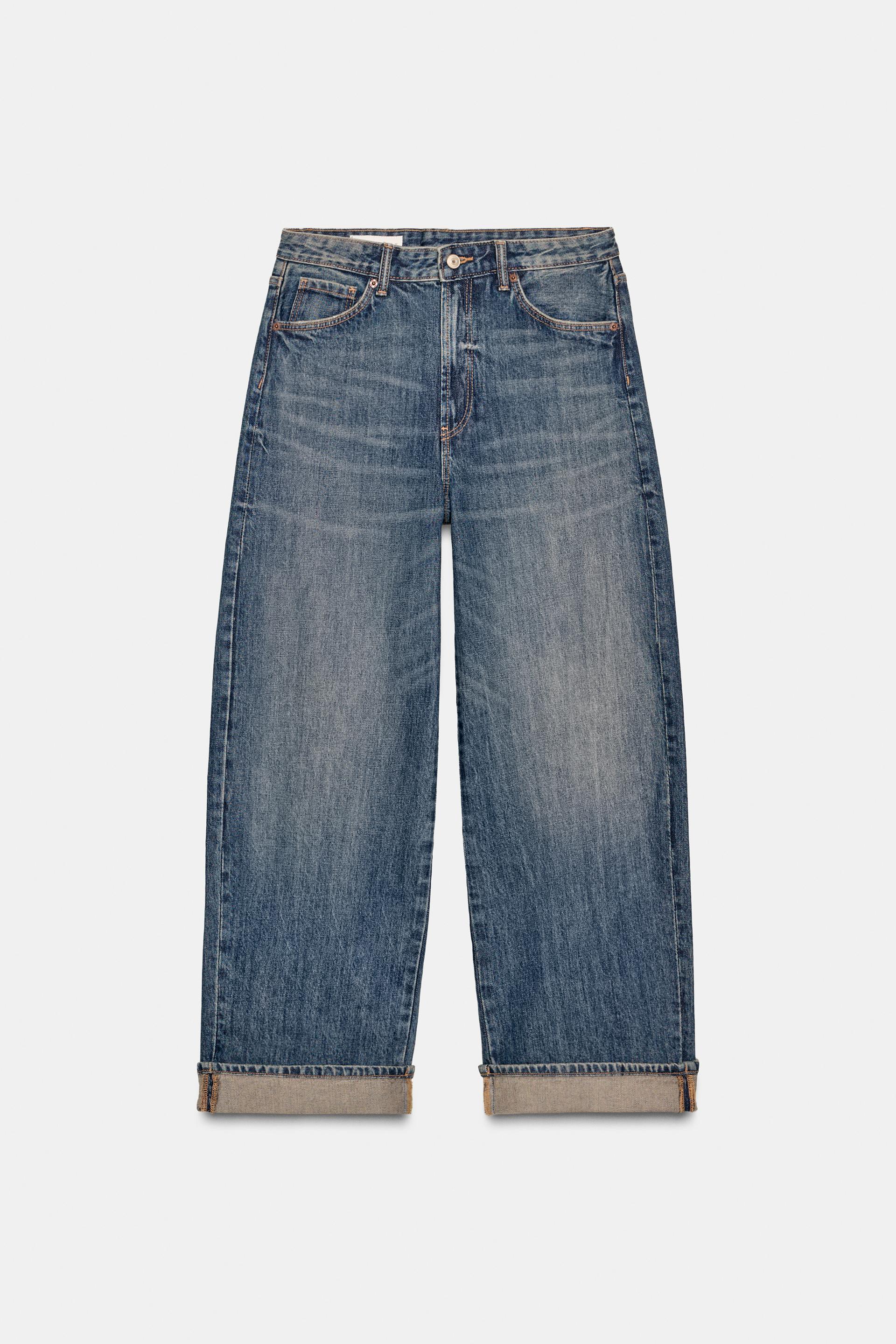 TRF MID-RISE BAGGY FOLDED JEANS by ZARA