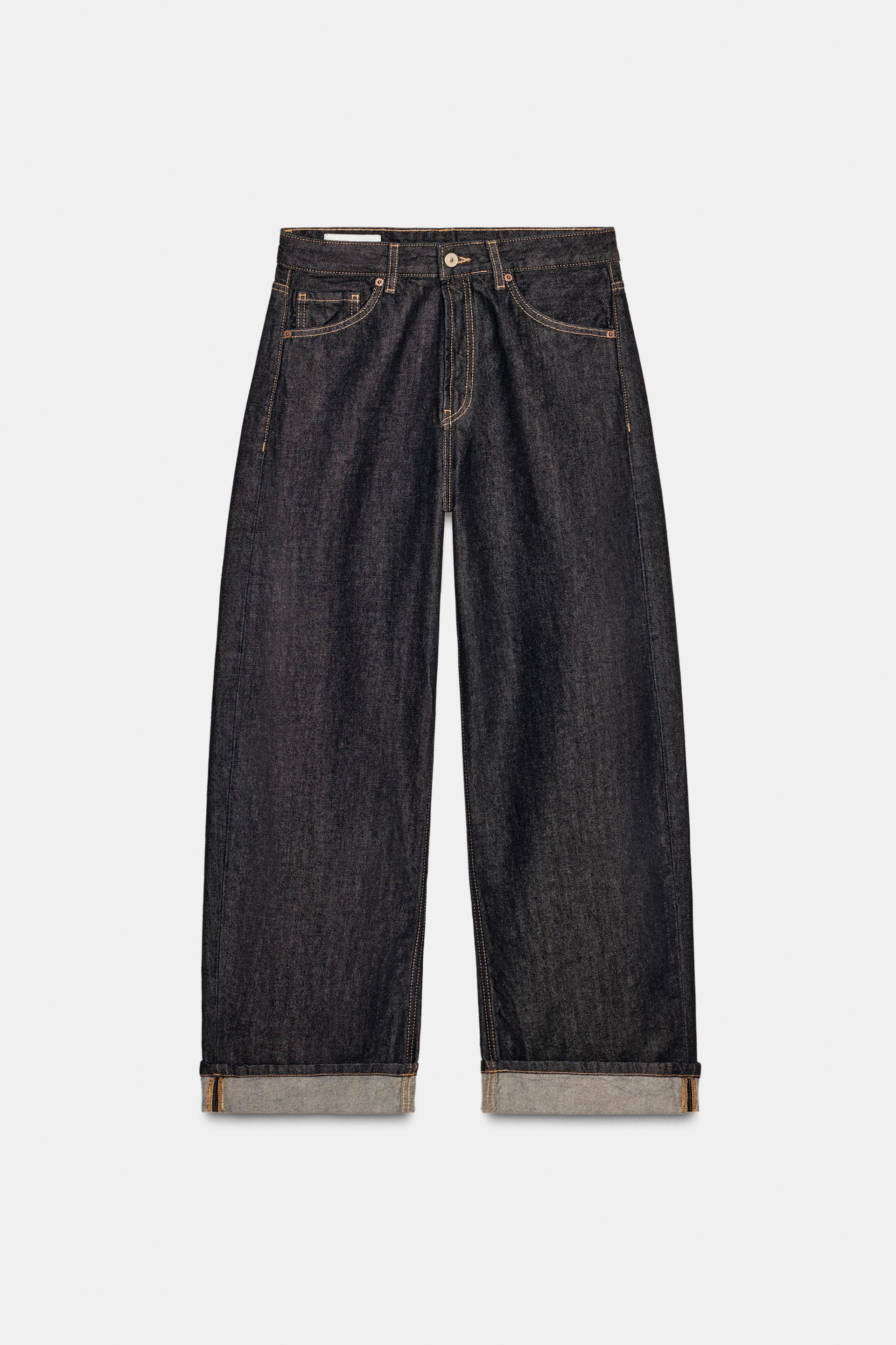 TRF MID-RISE BAGGY FOLDED JEANS by ZARA