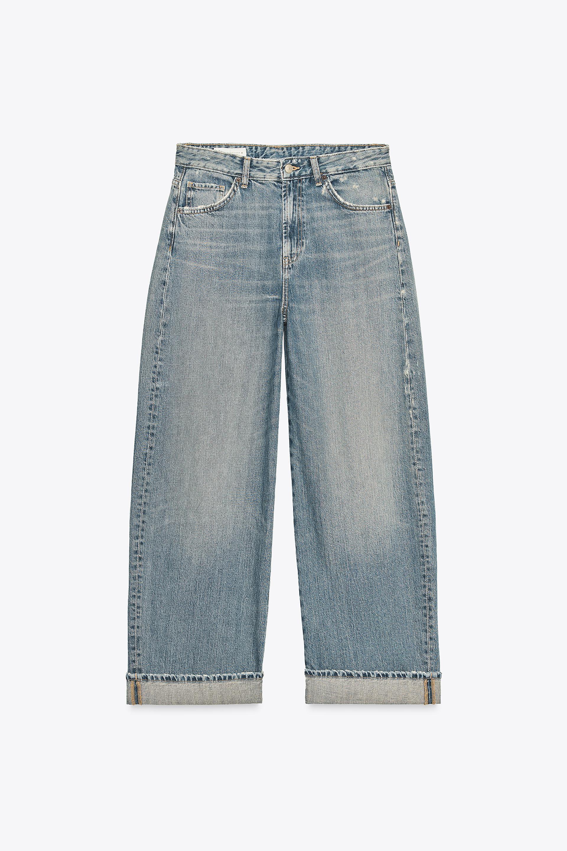 TRF MID-RISE BAGGY FOLDED JEANS by ZARA