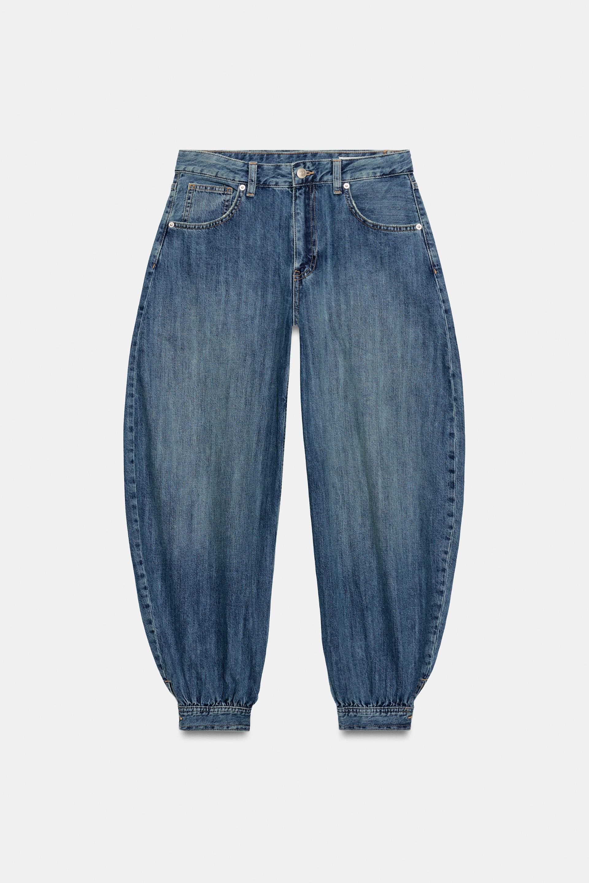 TRF MID-RISE BALLOON JEANS WITH BUTTON TABS by ZARA
