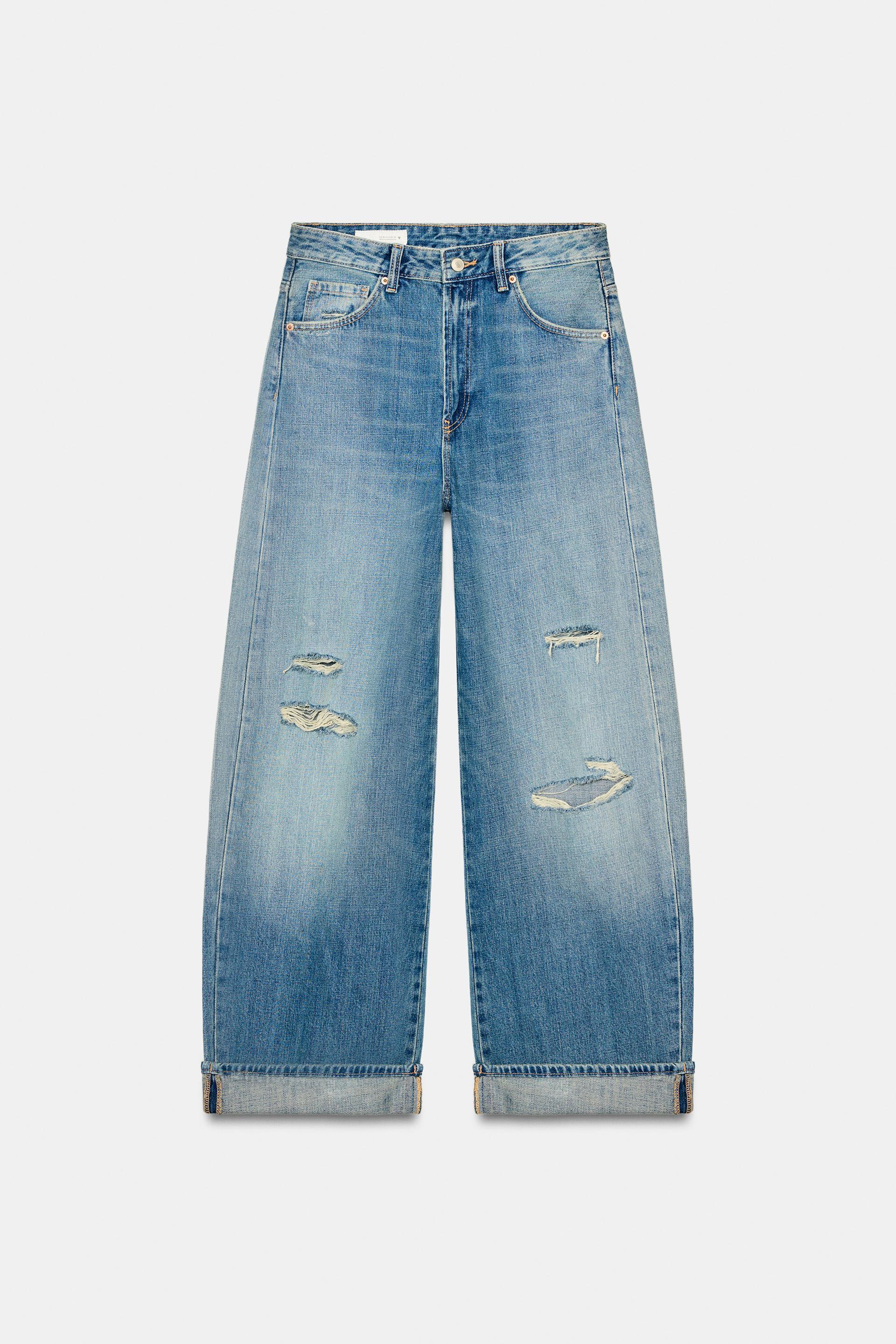TRF MID-RISE FOLDED BAGGY JEANS by ZARA