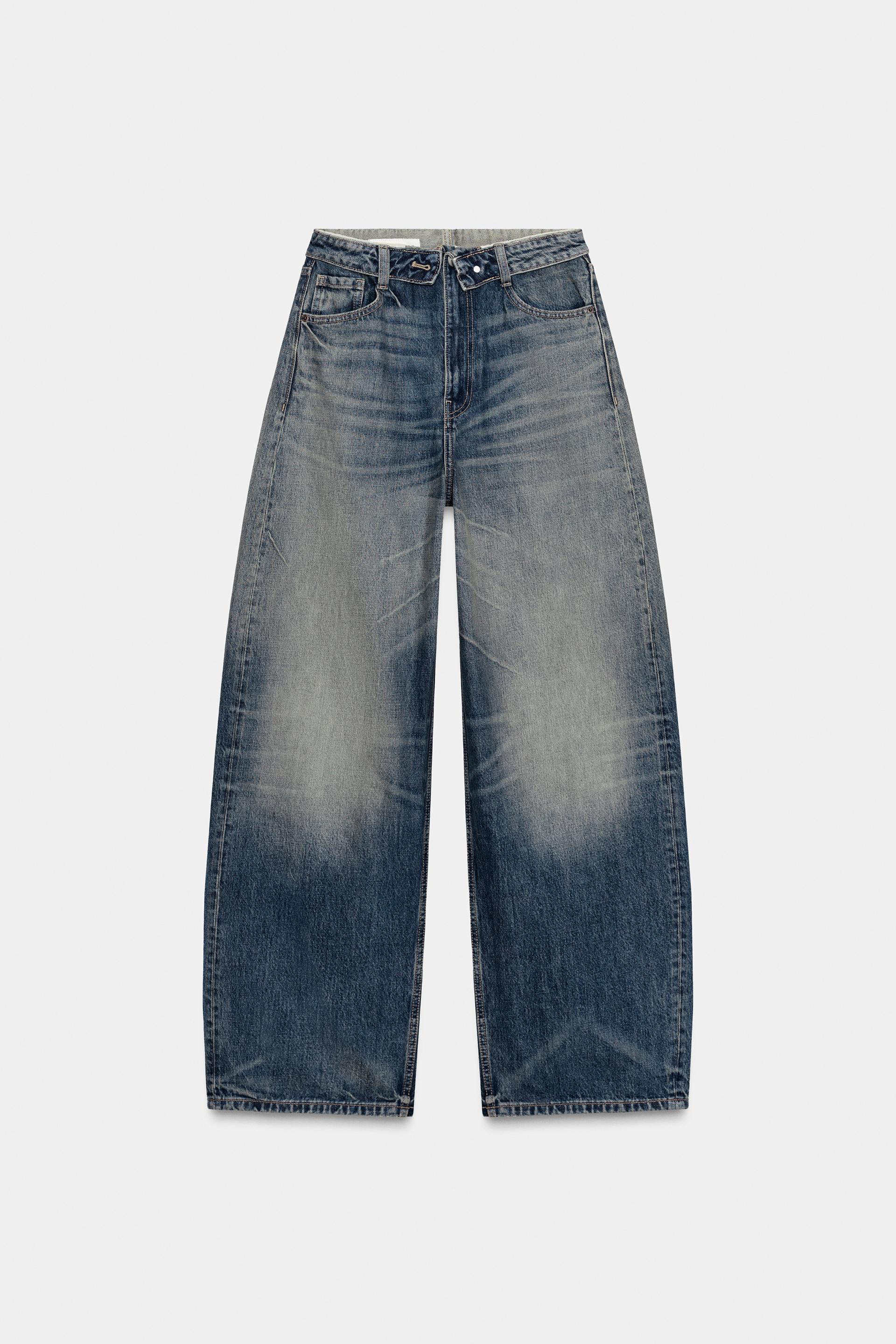 TRF MID-RISE FOLDED WAIST JEANS by ZARA