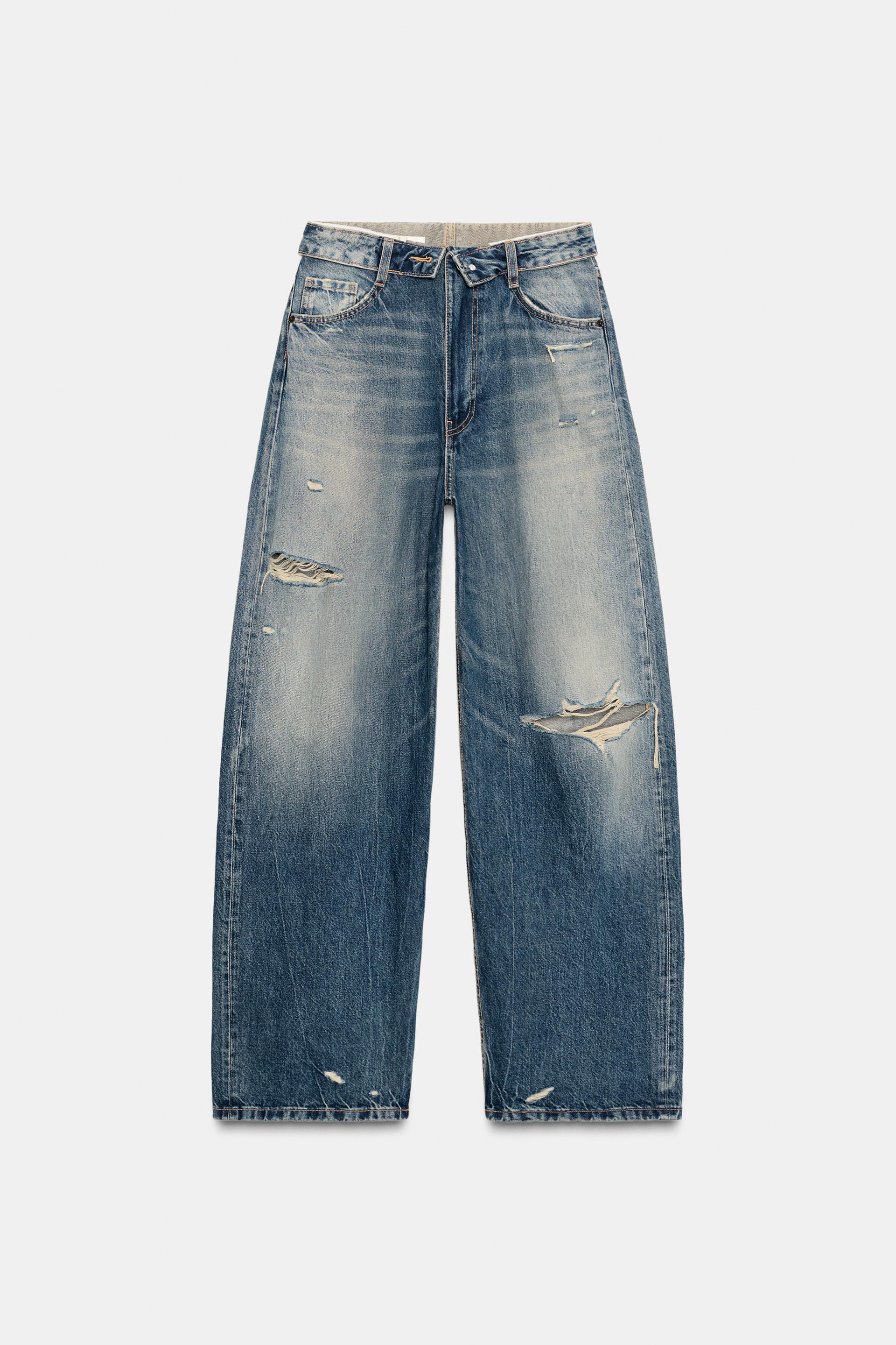 TRF MID-RISE FOLDED WAIST JEANS by ZARA