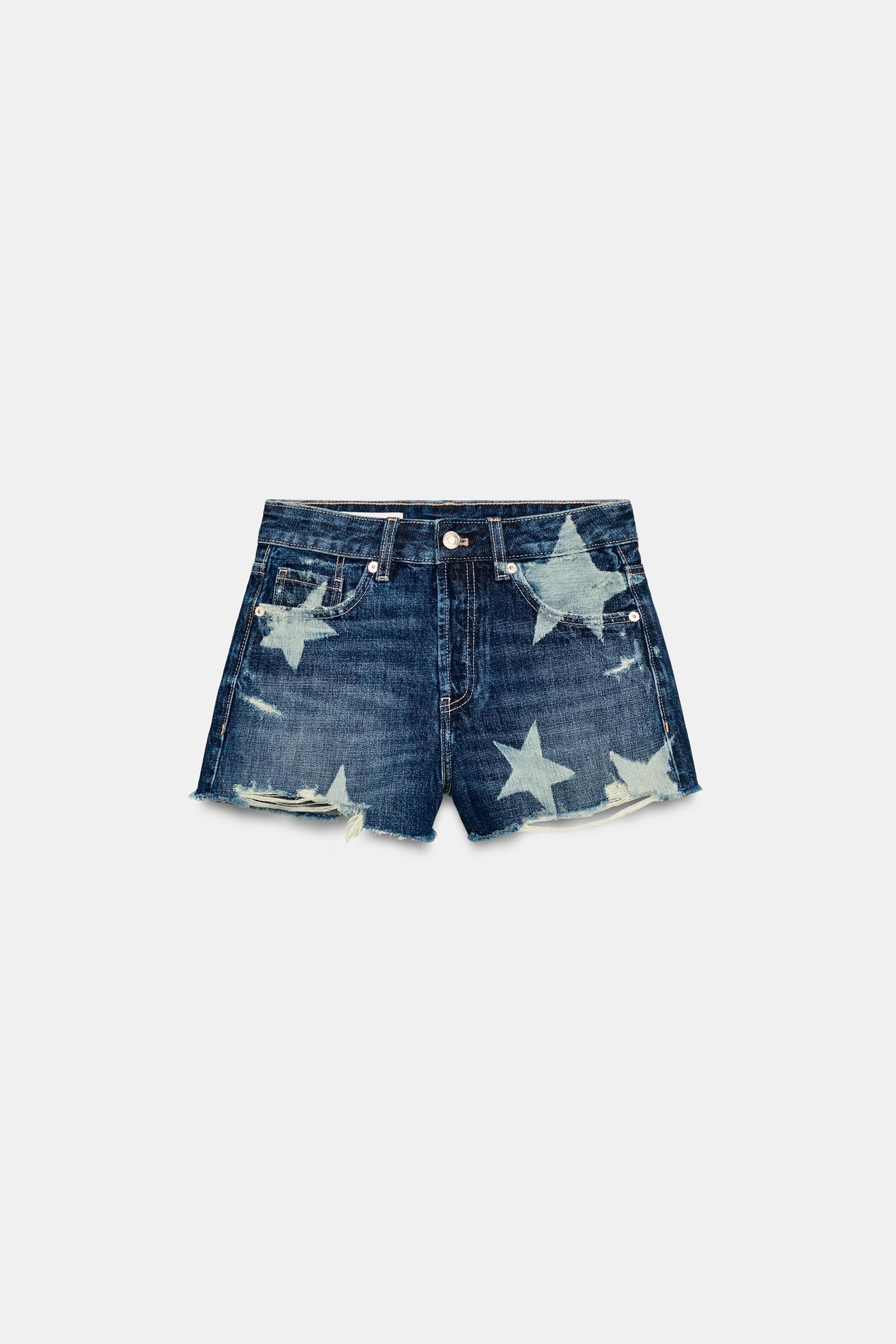 TRF MID-RISE STAR DENIM SHORTS by ZARA