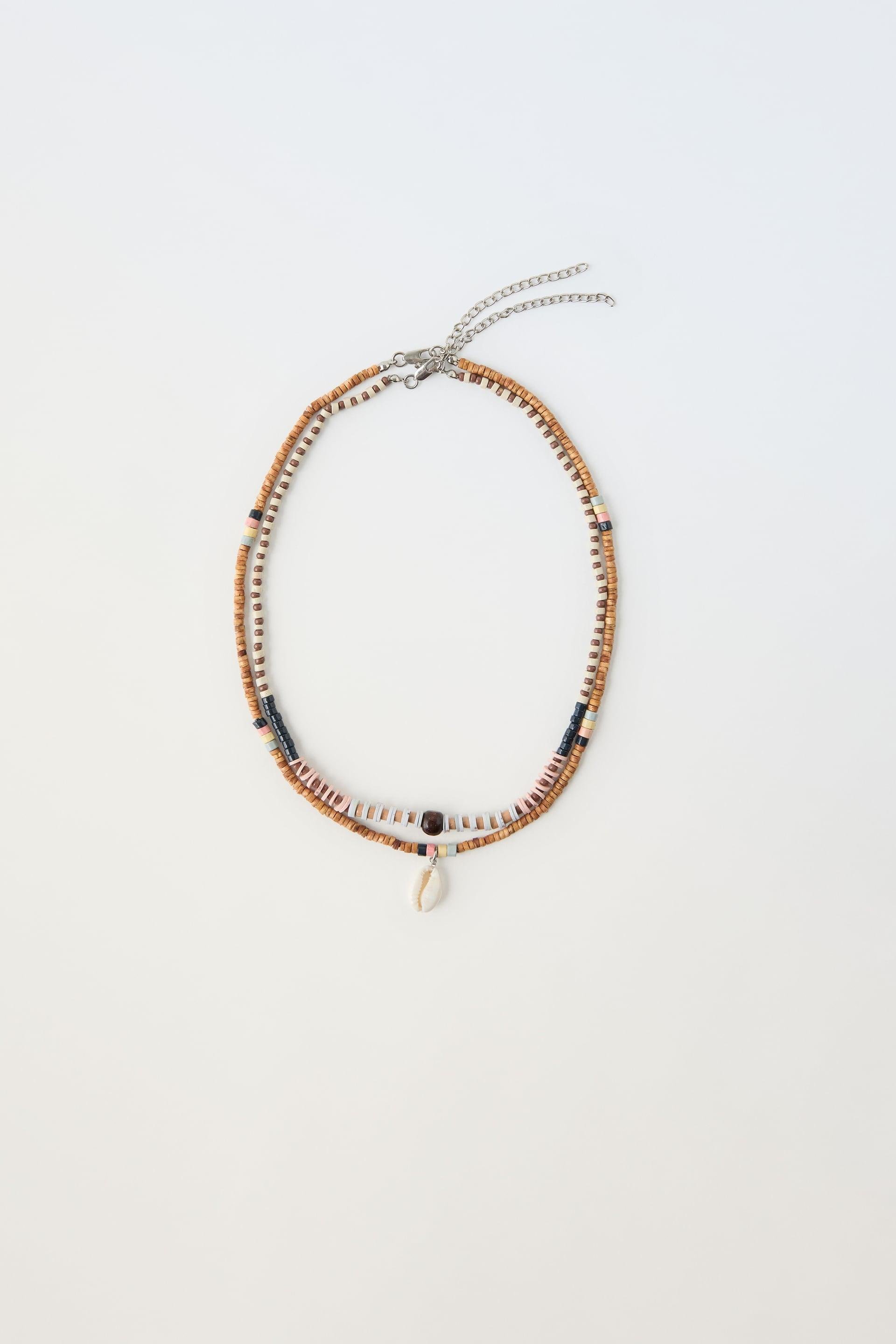 TWO-PACK OF BEAD AND SHELL NECKLACES by ZARA