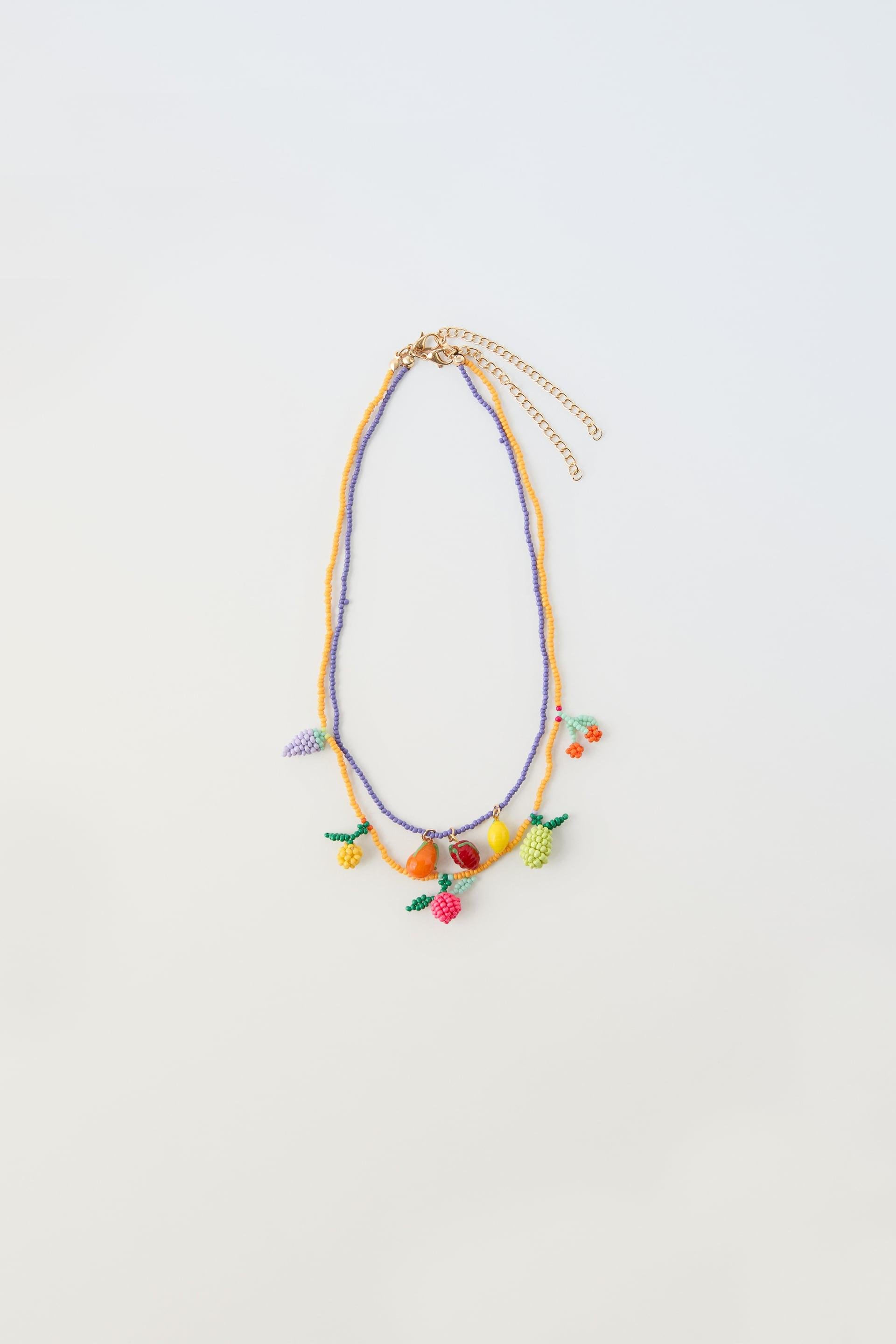 TWO PACK OF BEADED FRUIT NECKLACES by ZARA
