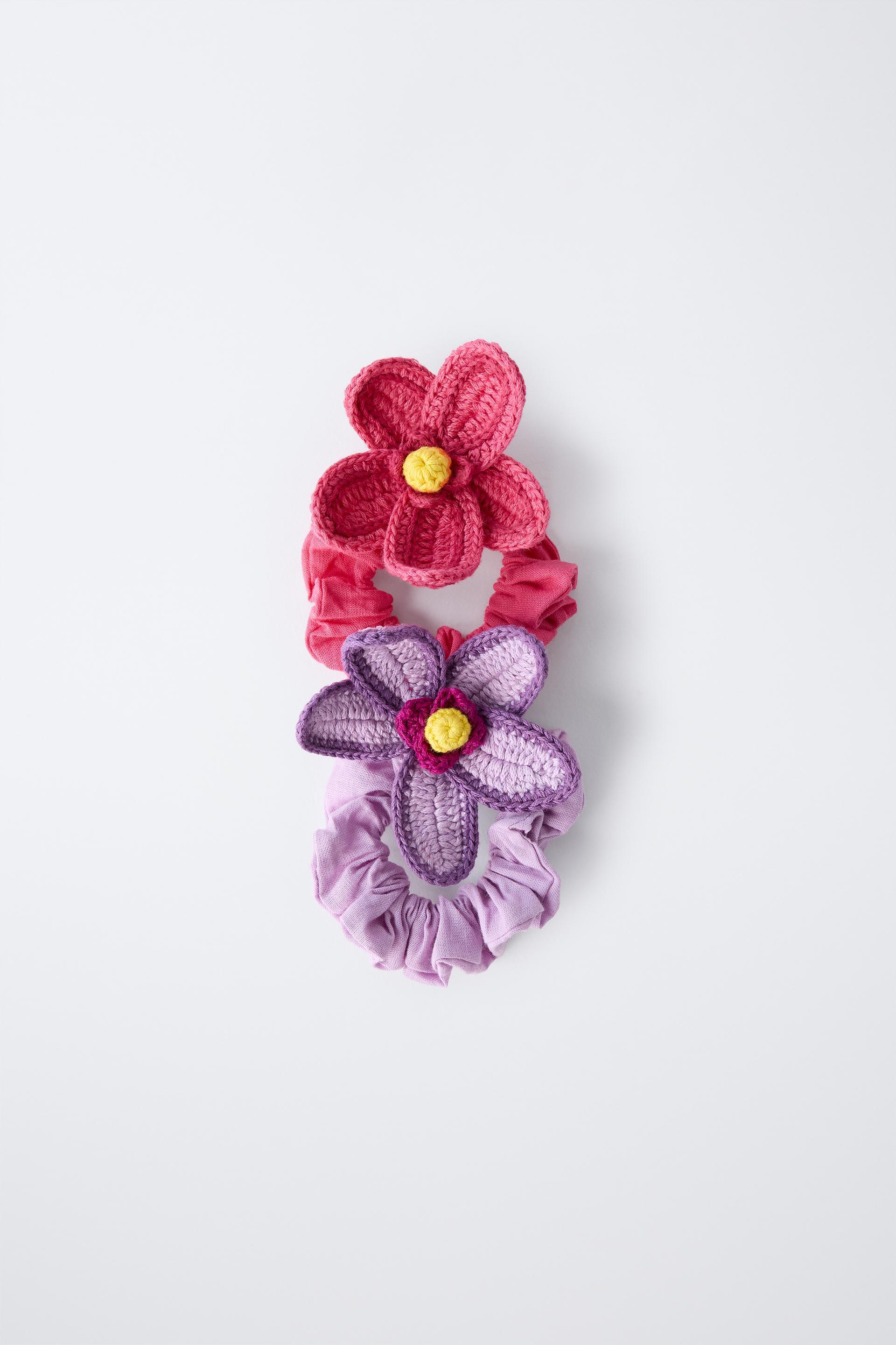 TWO-PACK OF CROCHET FLOWER HAIR TIES by ZARA