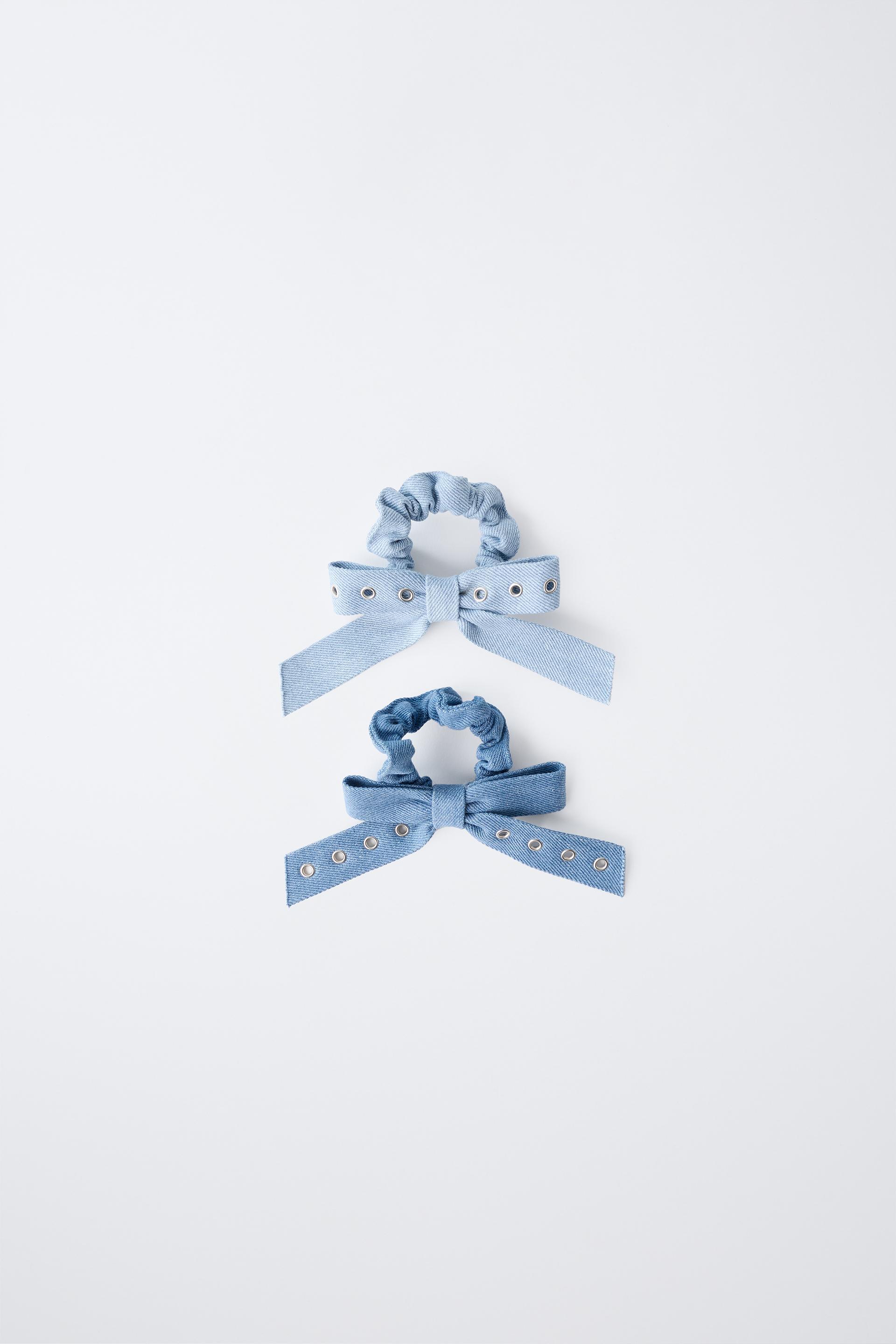 TWO-PACK OF DENIM SCRUNCHIES WITH BOW by ZARA