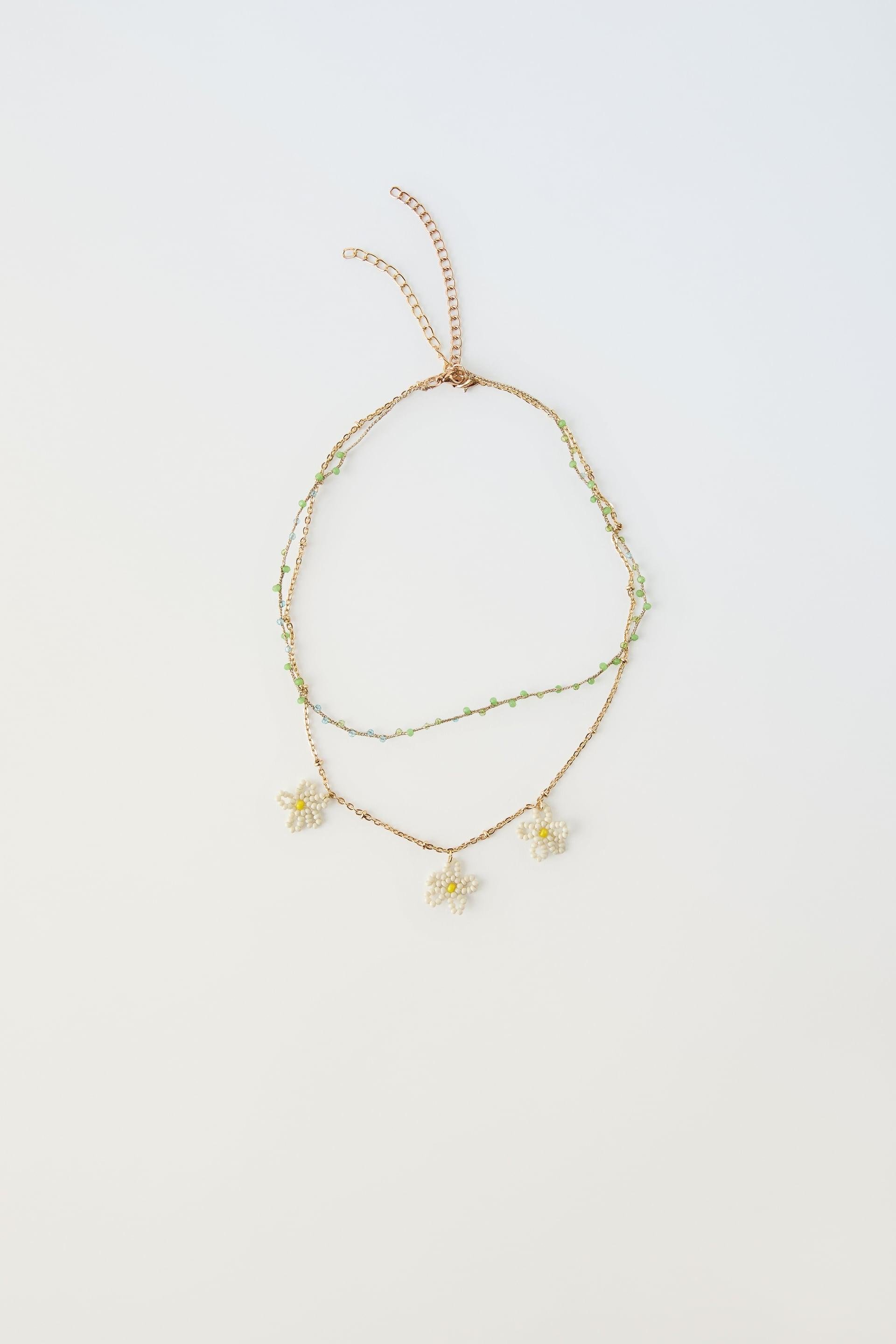 TWO-PACK OF FLOWER BEAD NECKLACES by ZARA