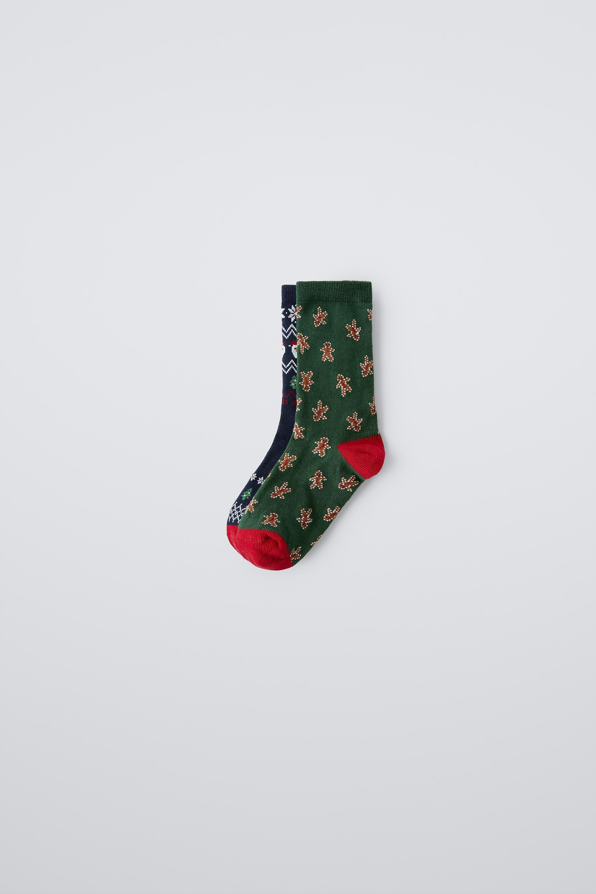 TWO-PACK OF GINGERBREAD MEN AND GREEK FRET PRINTED SOCKS by ZARA