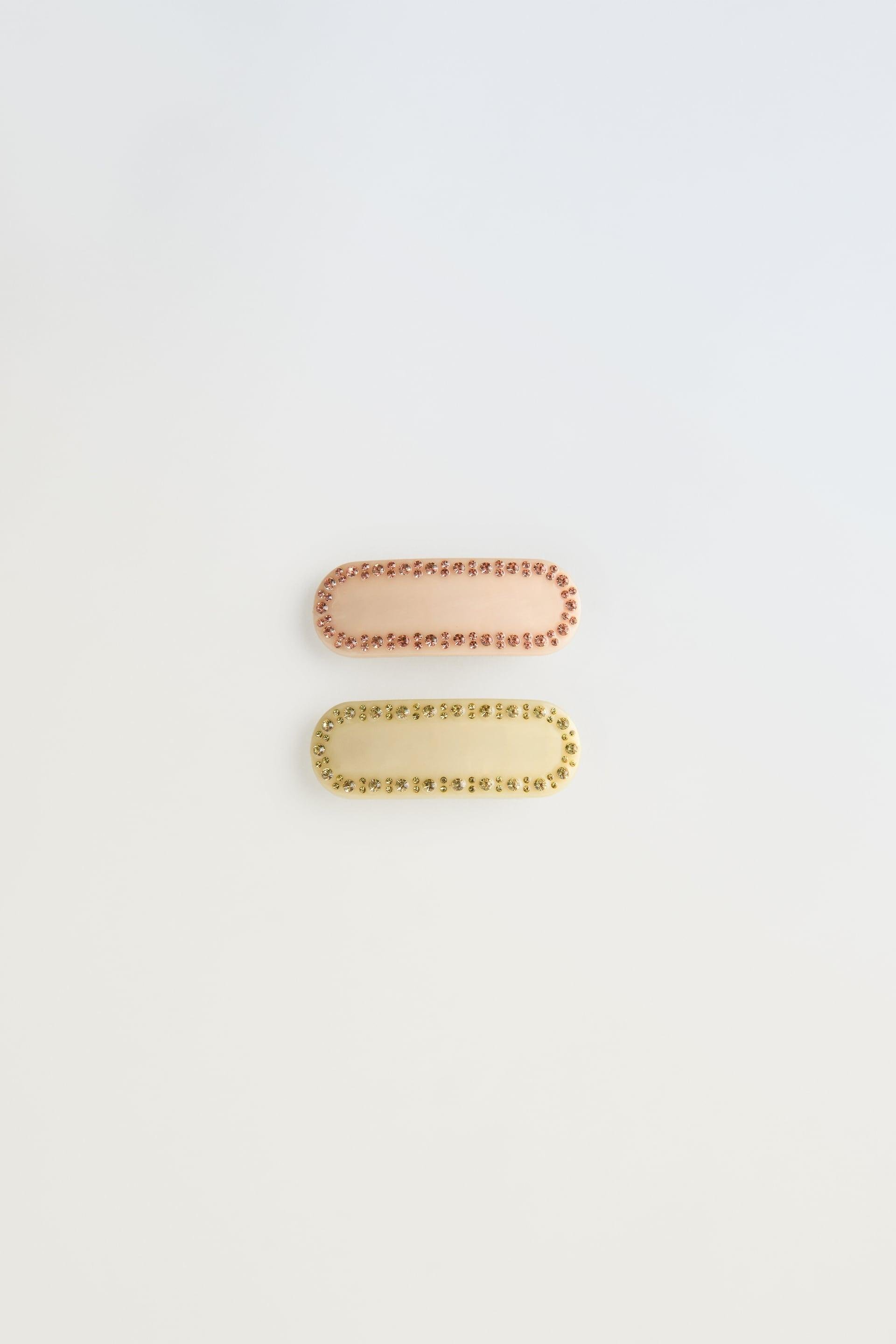 TWO-PACK OF PEARLY RHINESTONE HAIR CLIPS by ZARA