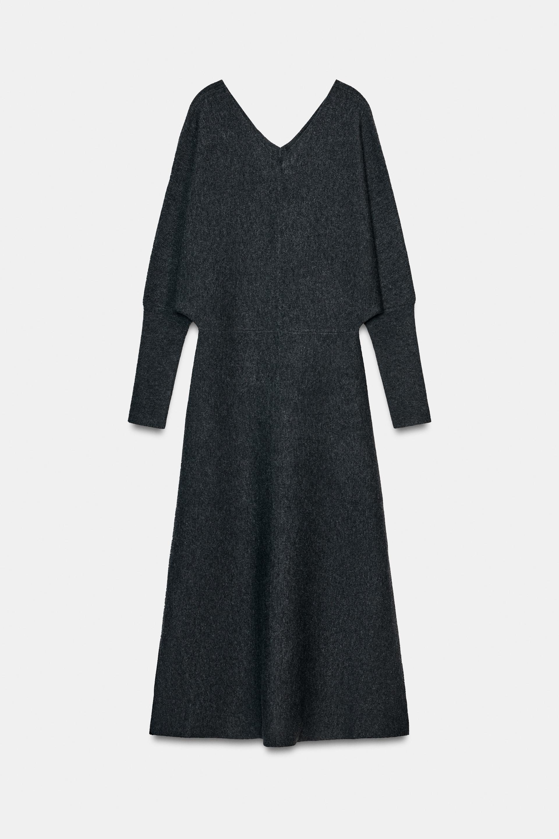 V-NECK KNIT MIDI DRESS by ZARA