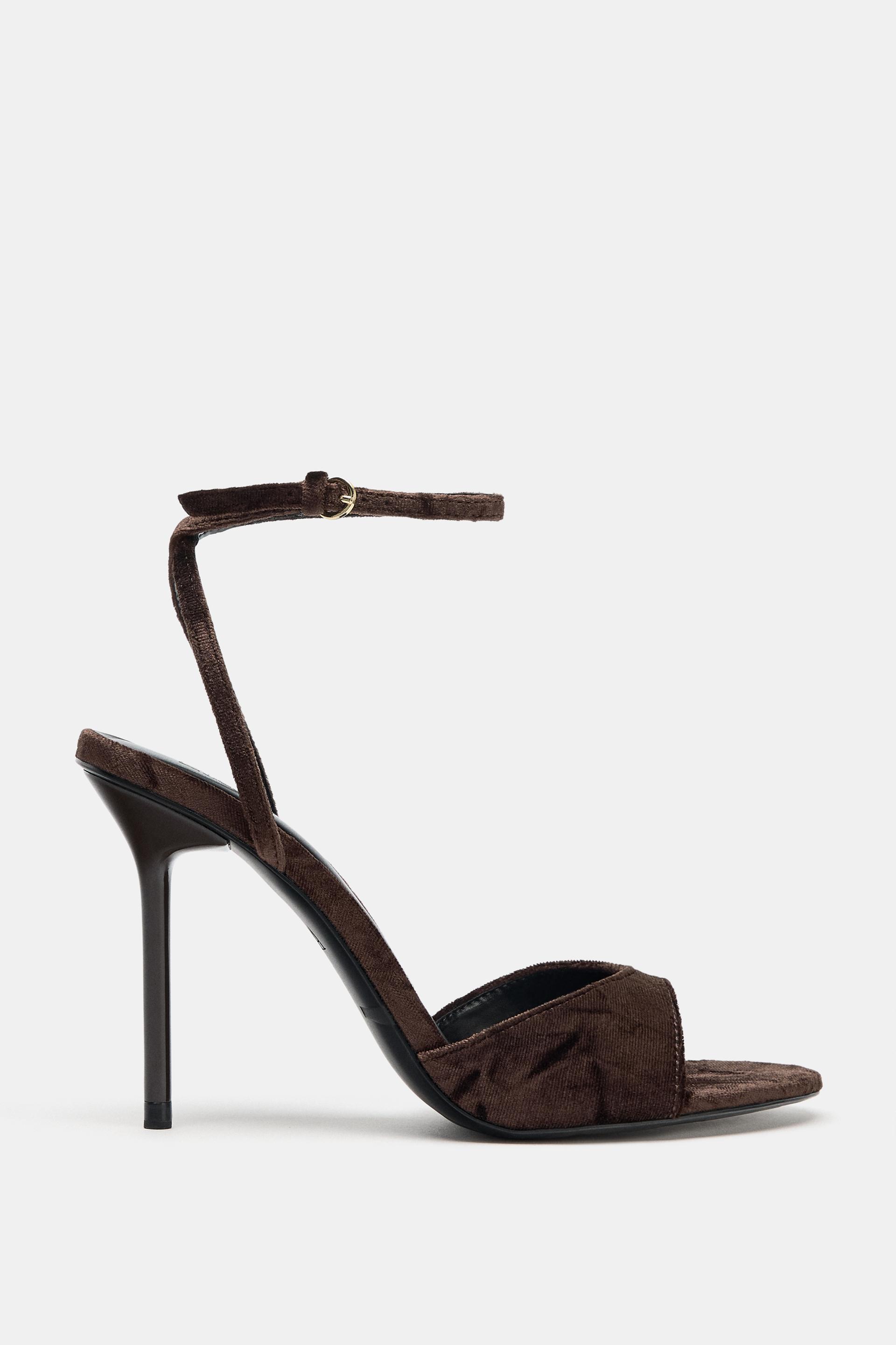 VELVET EFFECT HEELED SANDALS by ZARA