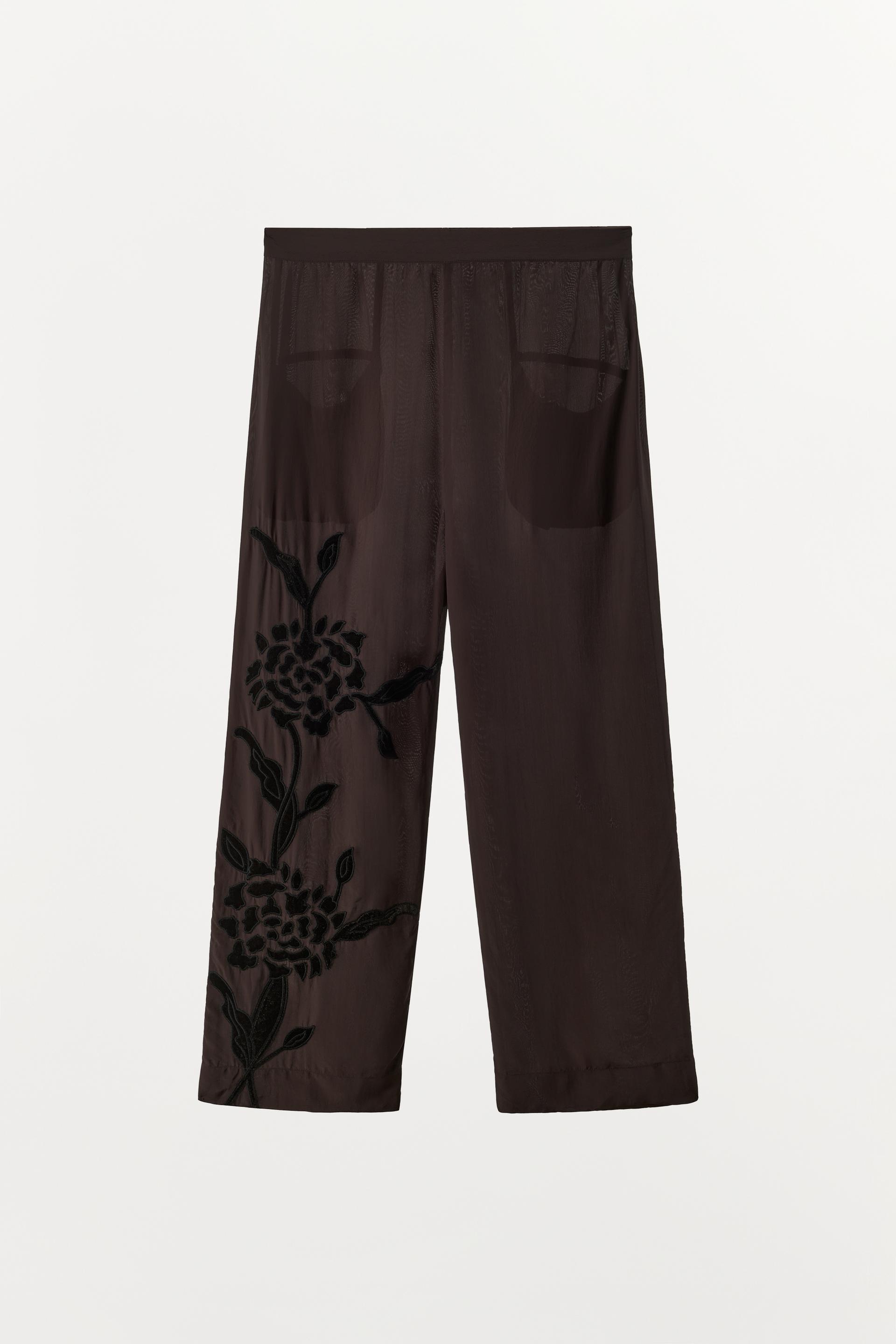 VELVET EMBROIDERED PANTS by ZARA
