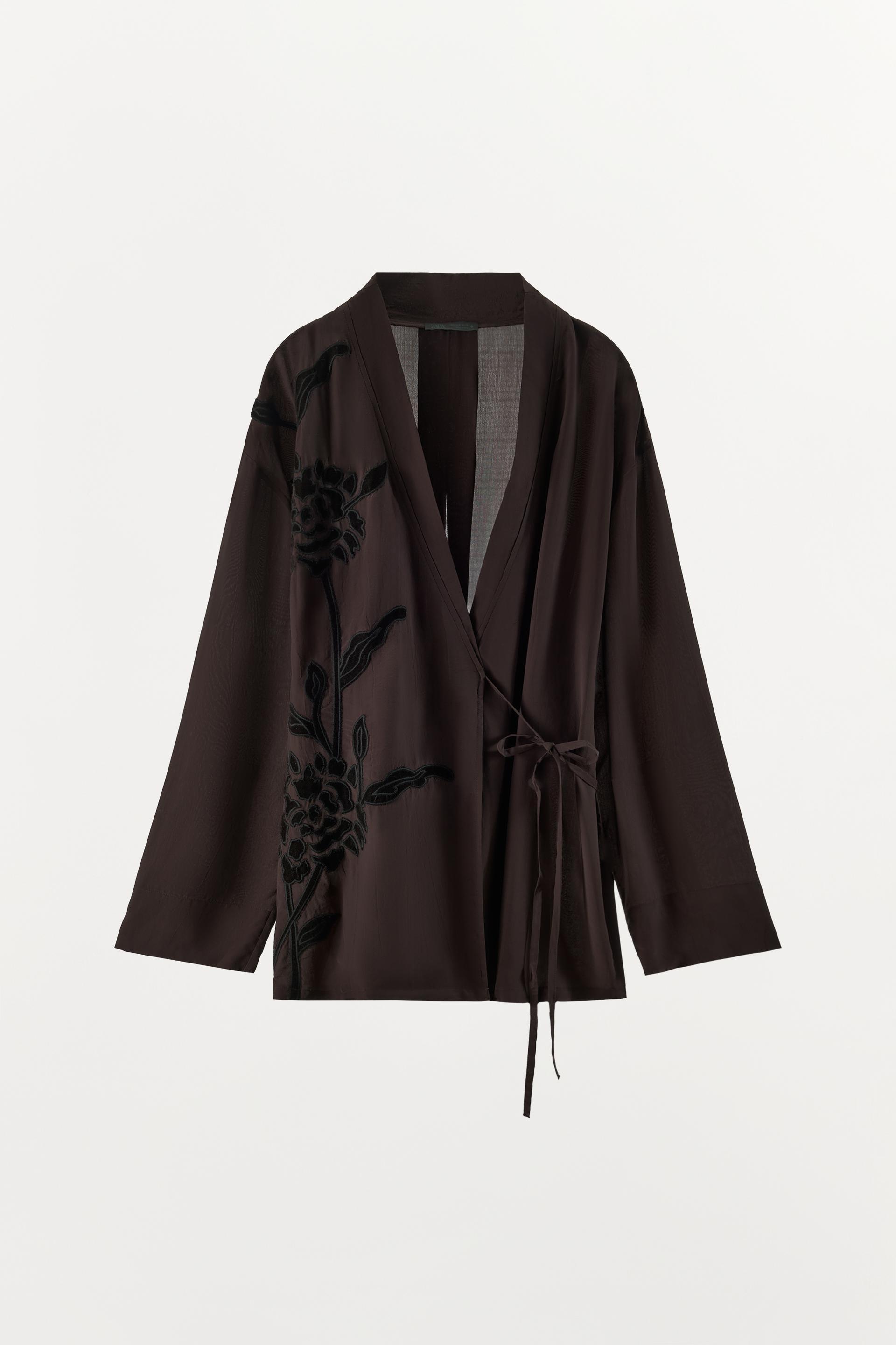 VELVET EMBROIDERY WRAP BLOUSE by ZARA