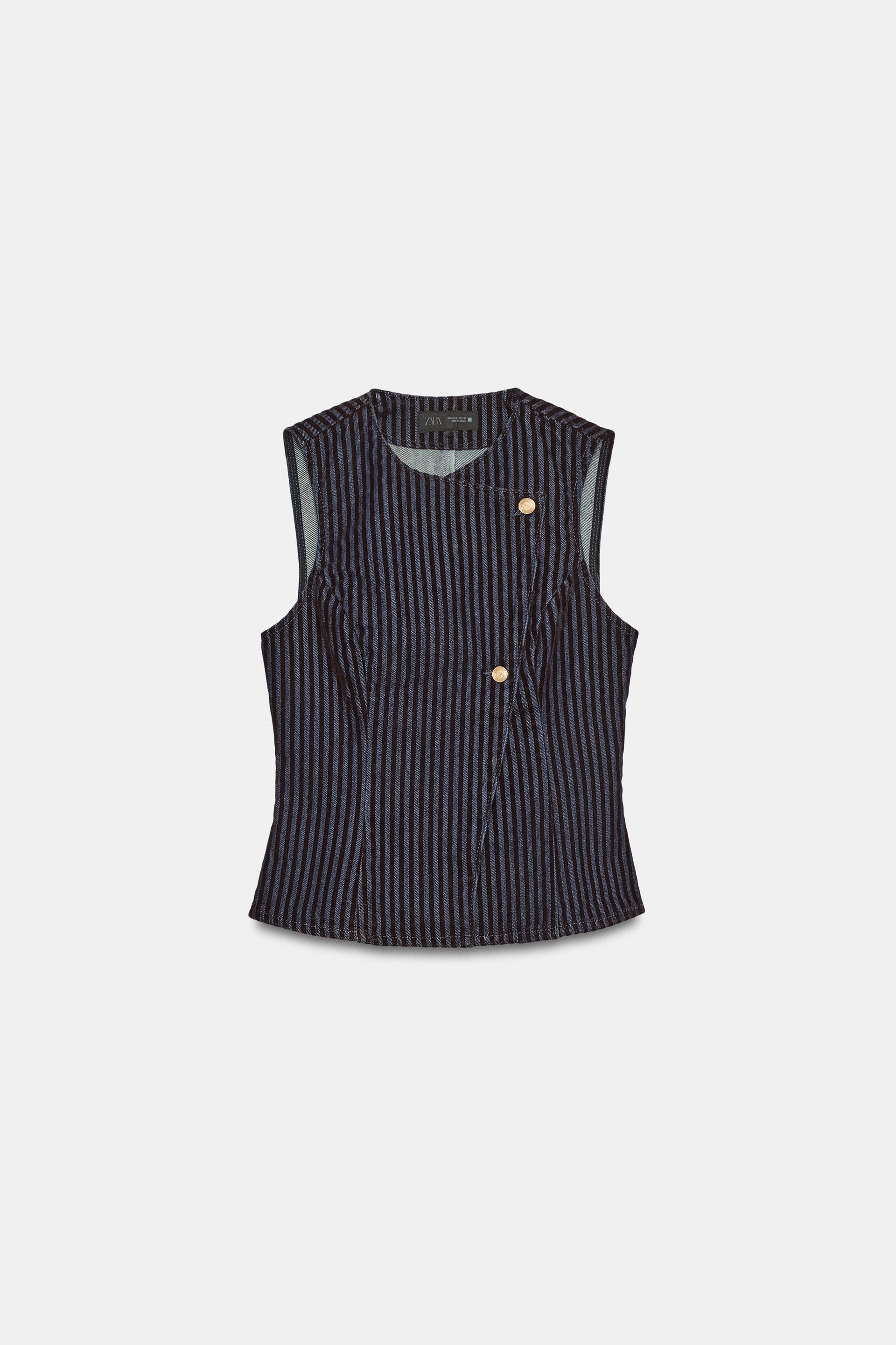 VELVET STRIPE MIXED VEST by ZARA