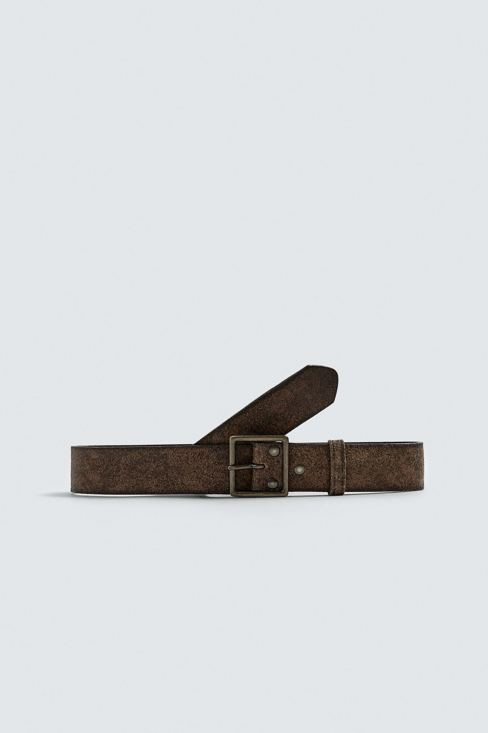 VINTAGE EFFECT LEATHER BELT by ZARA