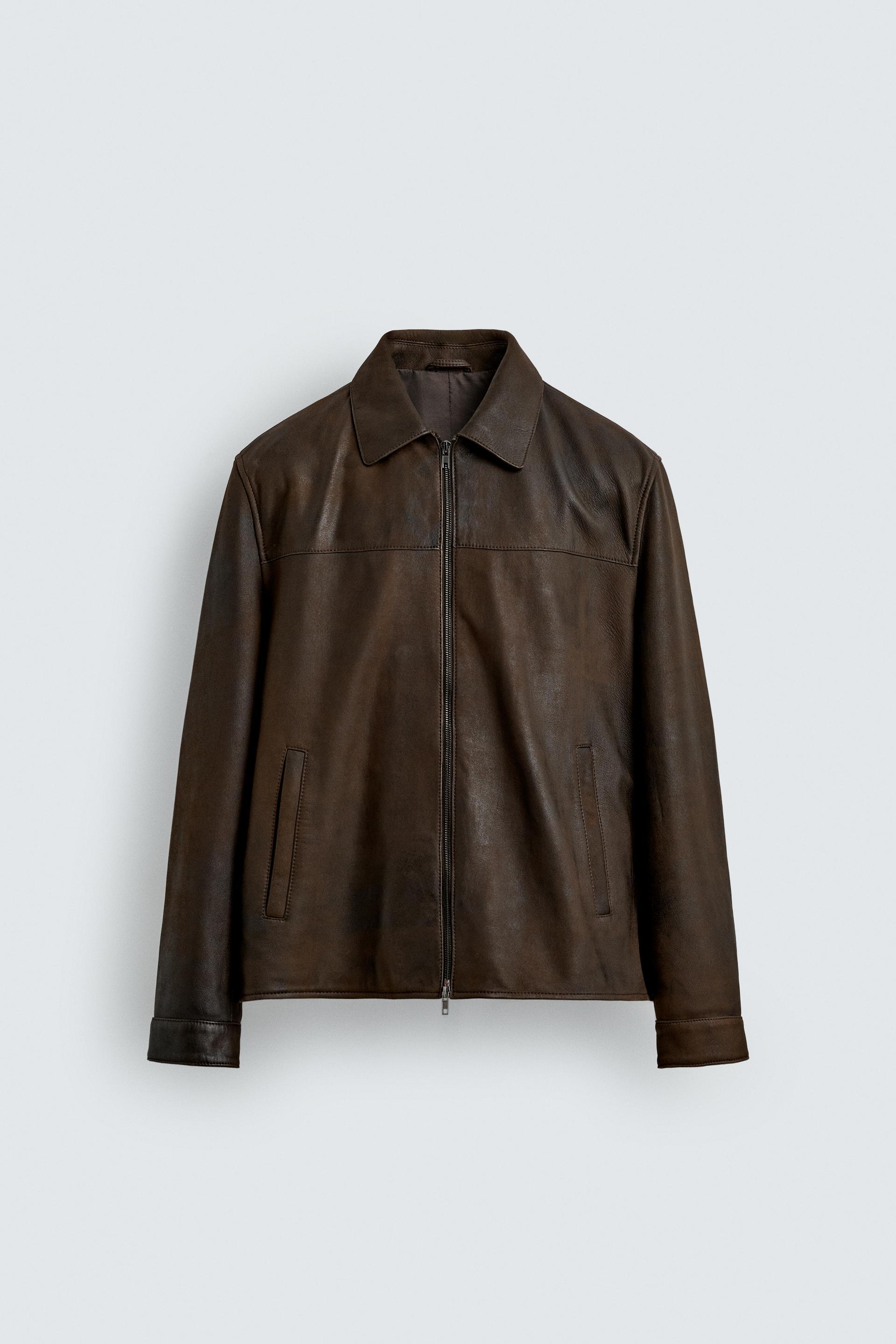 VINTAGE EFFECT LEATHER JACKET by ZARA