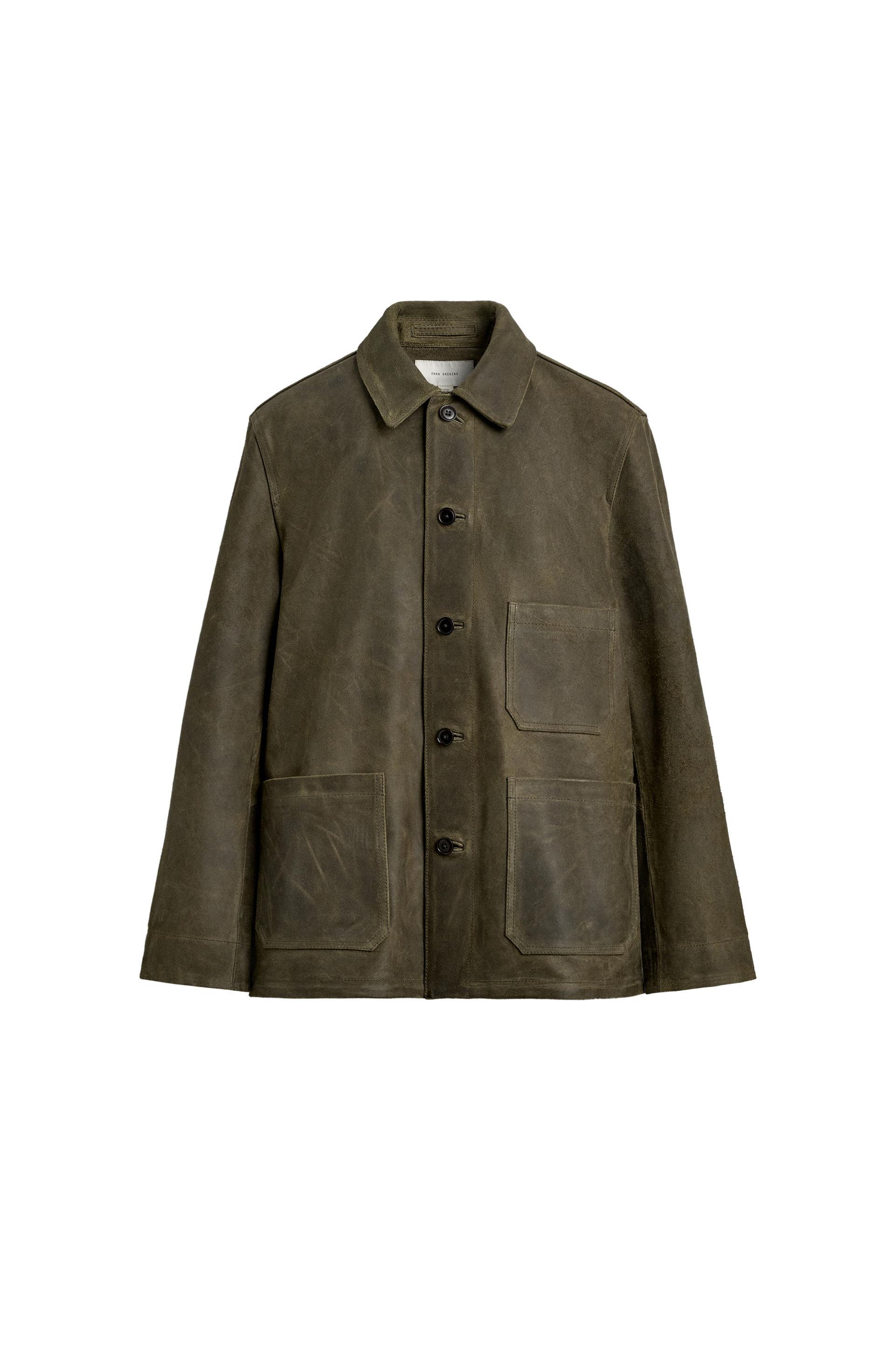 VINTAGE EFFECT SUEDE LEATHER JACKET by ZARA