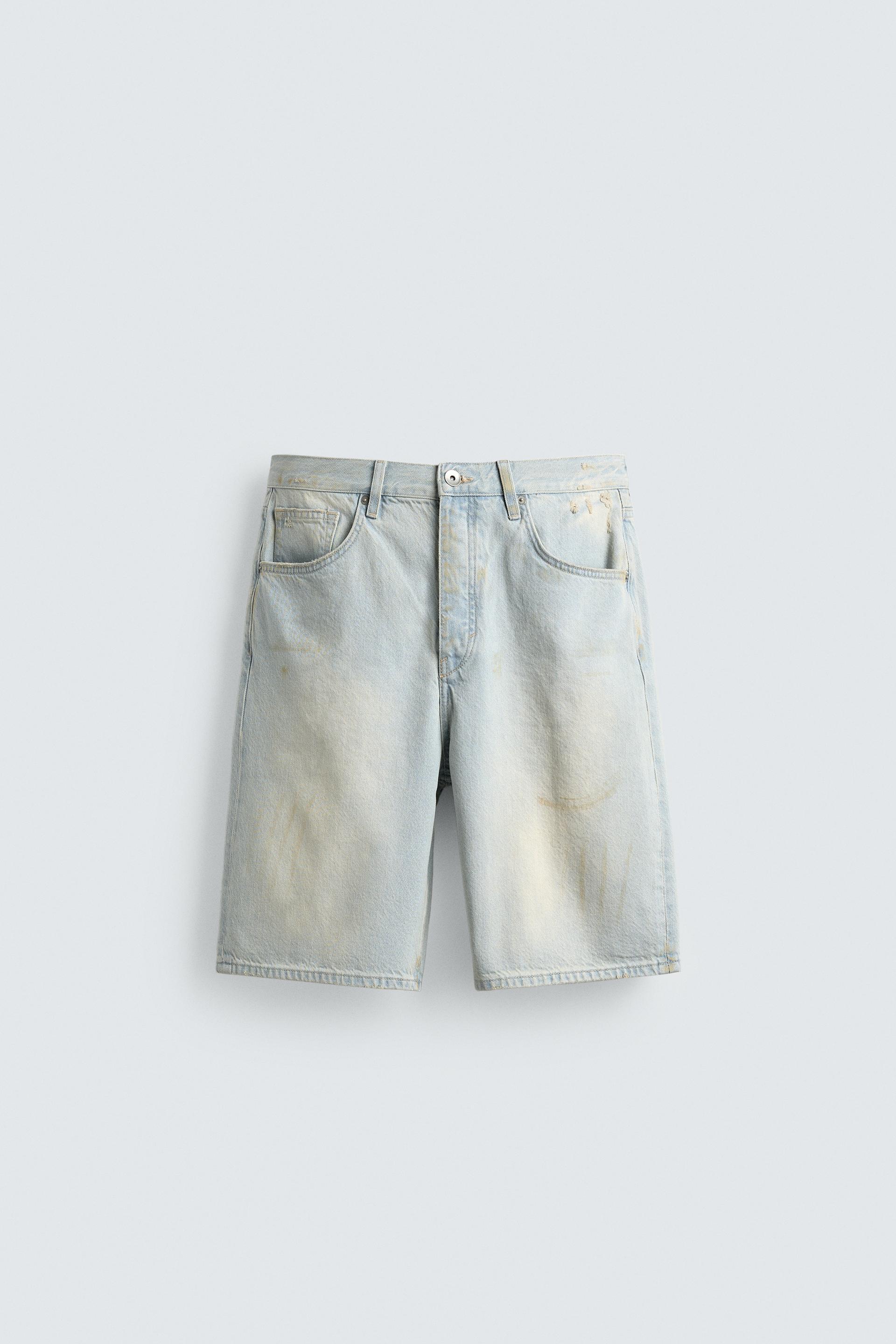VINTAGE WASH STRAIGHT FIT DENIM SHORTS by ZARA