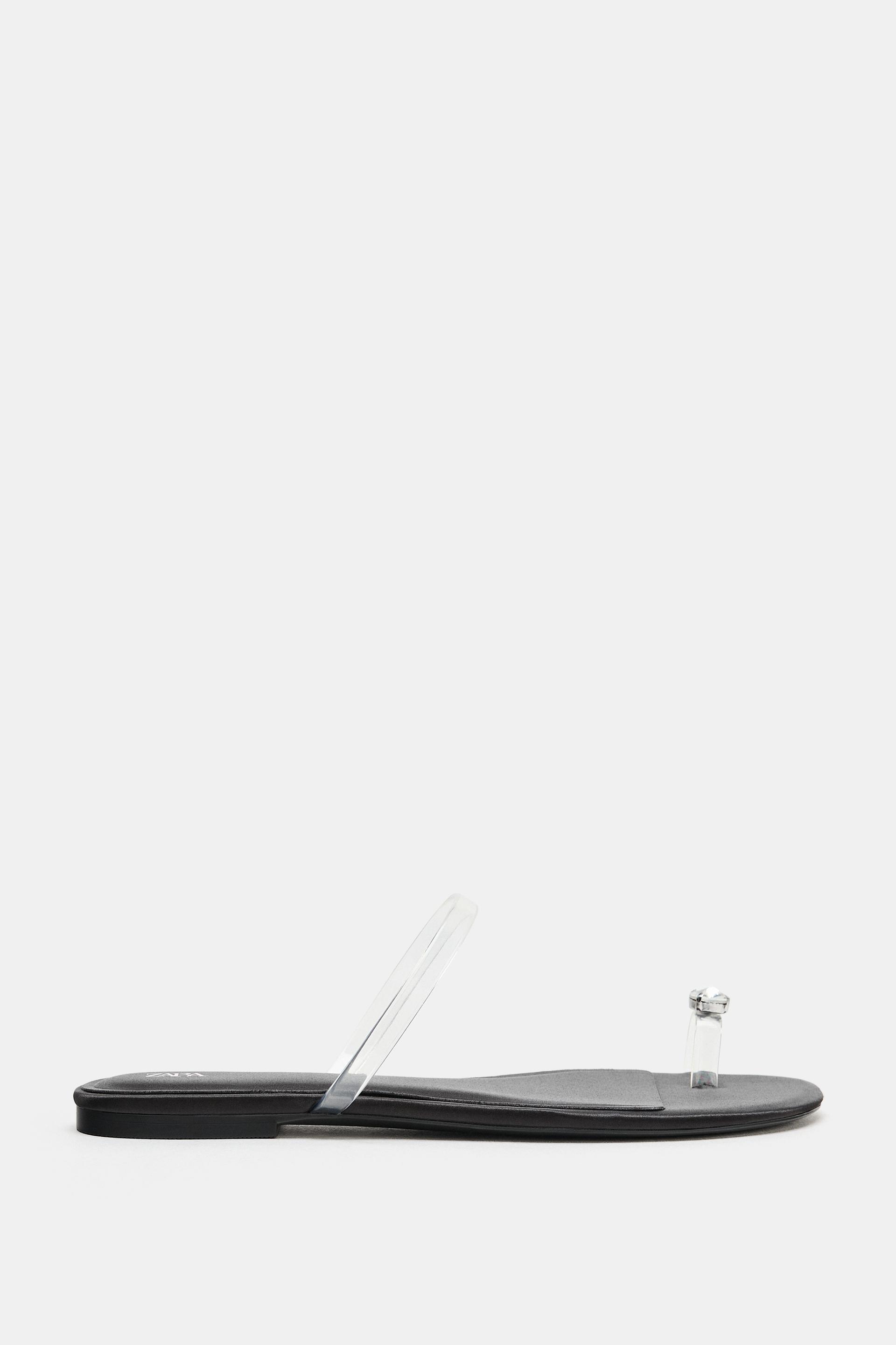 VINYL STRAP SLIDE SANDALS by ZARA