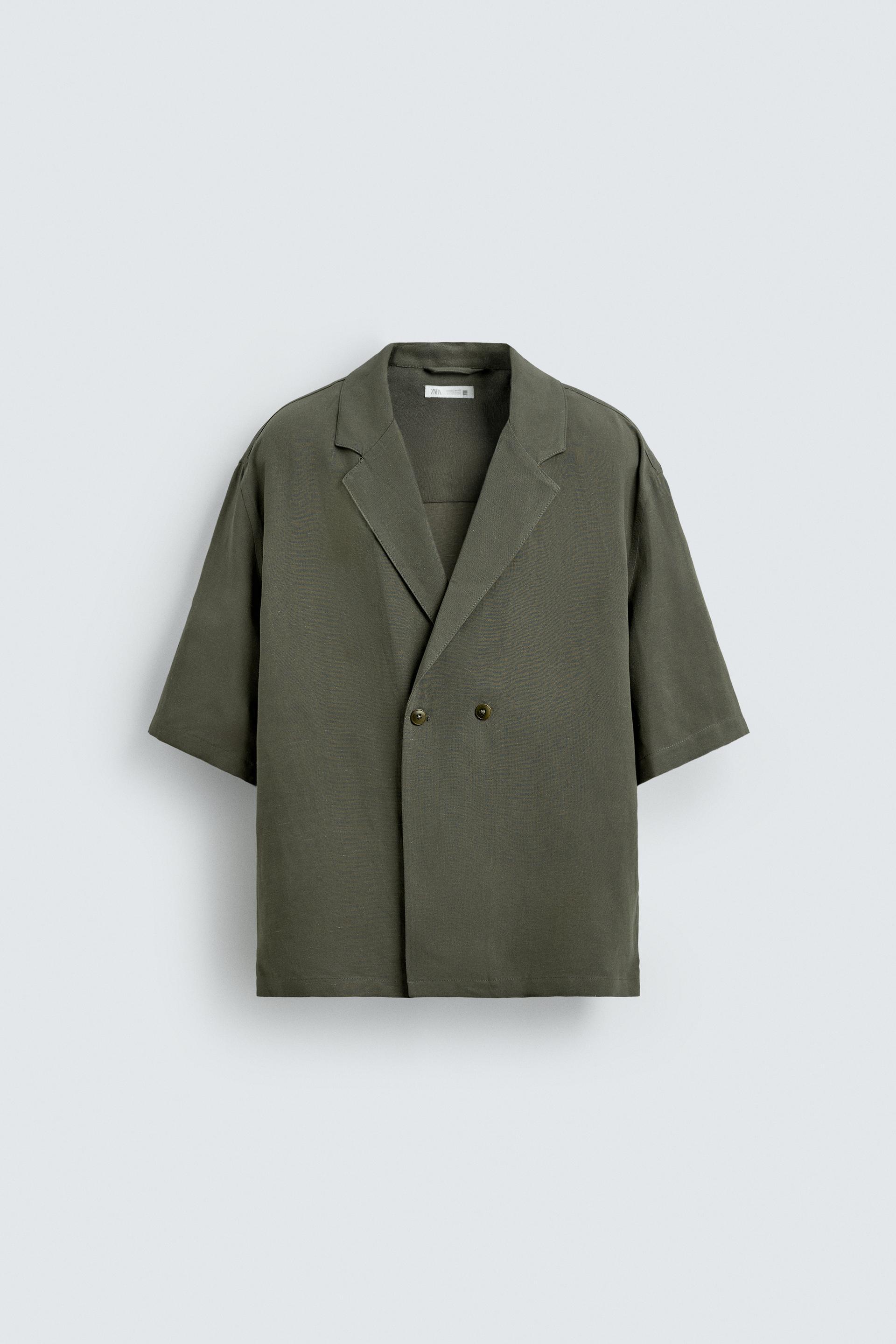 VISCOSE - LINEN KIMONO SHIRT by ZARA
