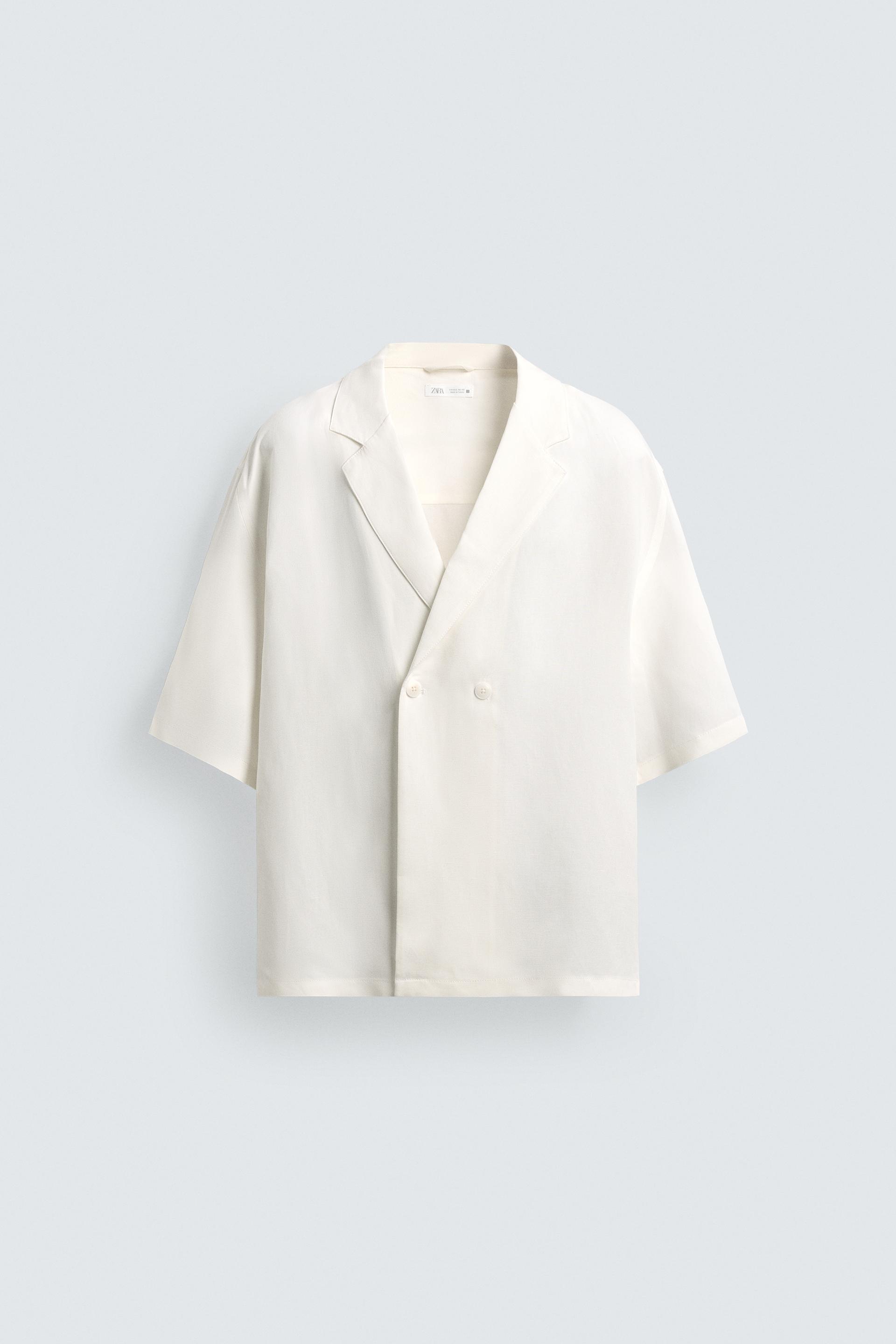 VISCOSE - LINEN KIMONO SHIRT by ZARA