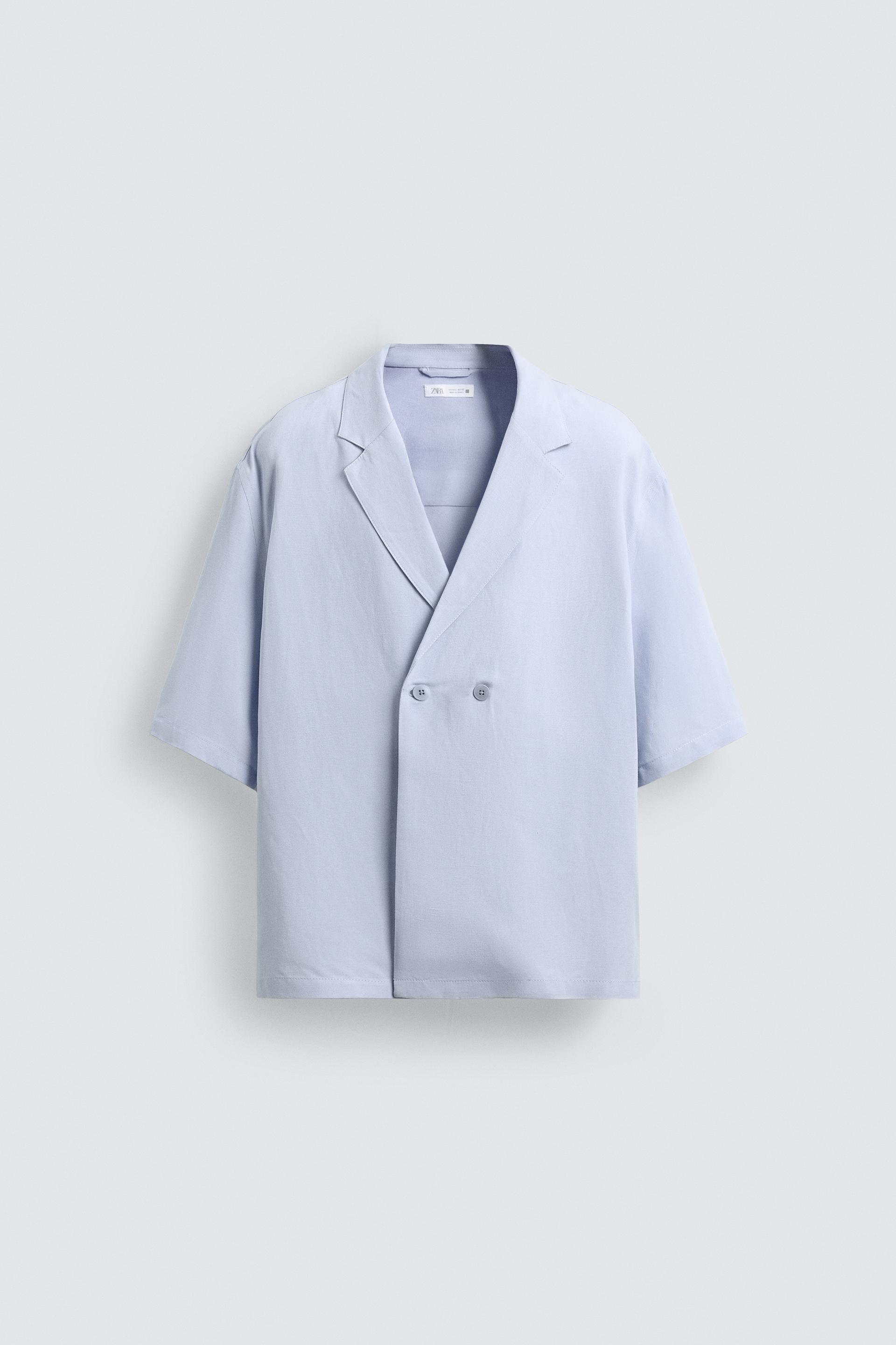 VISCOSE - LINEN KIMONO SHIRT by ZARA