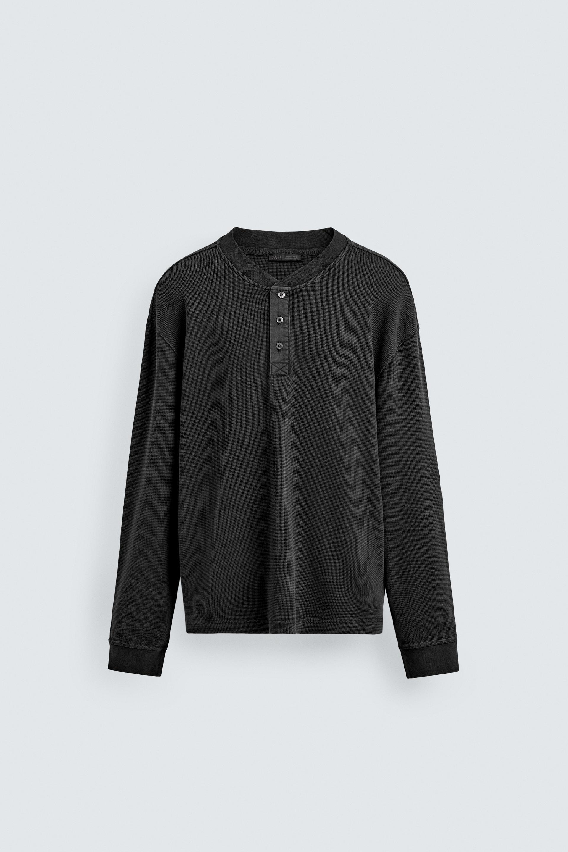 WAFFLE KNIT HENLEY SHIRT by ZARA