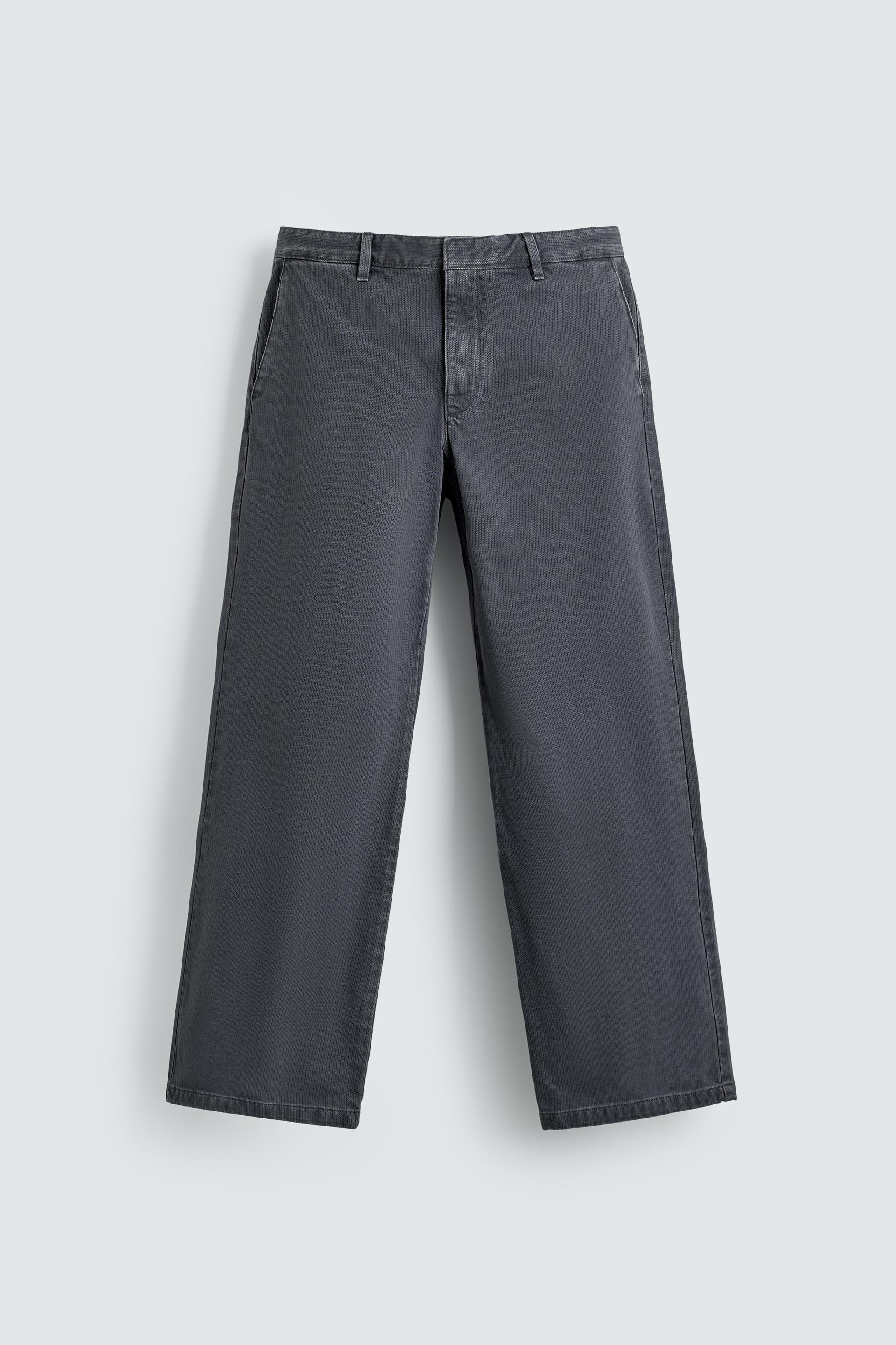 WASHED COTTON TEXTURED PANTS by ZARA