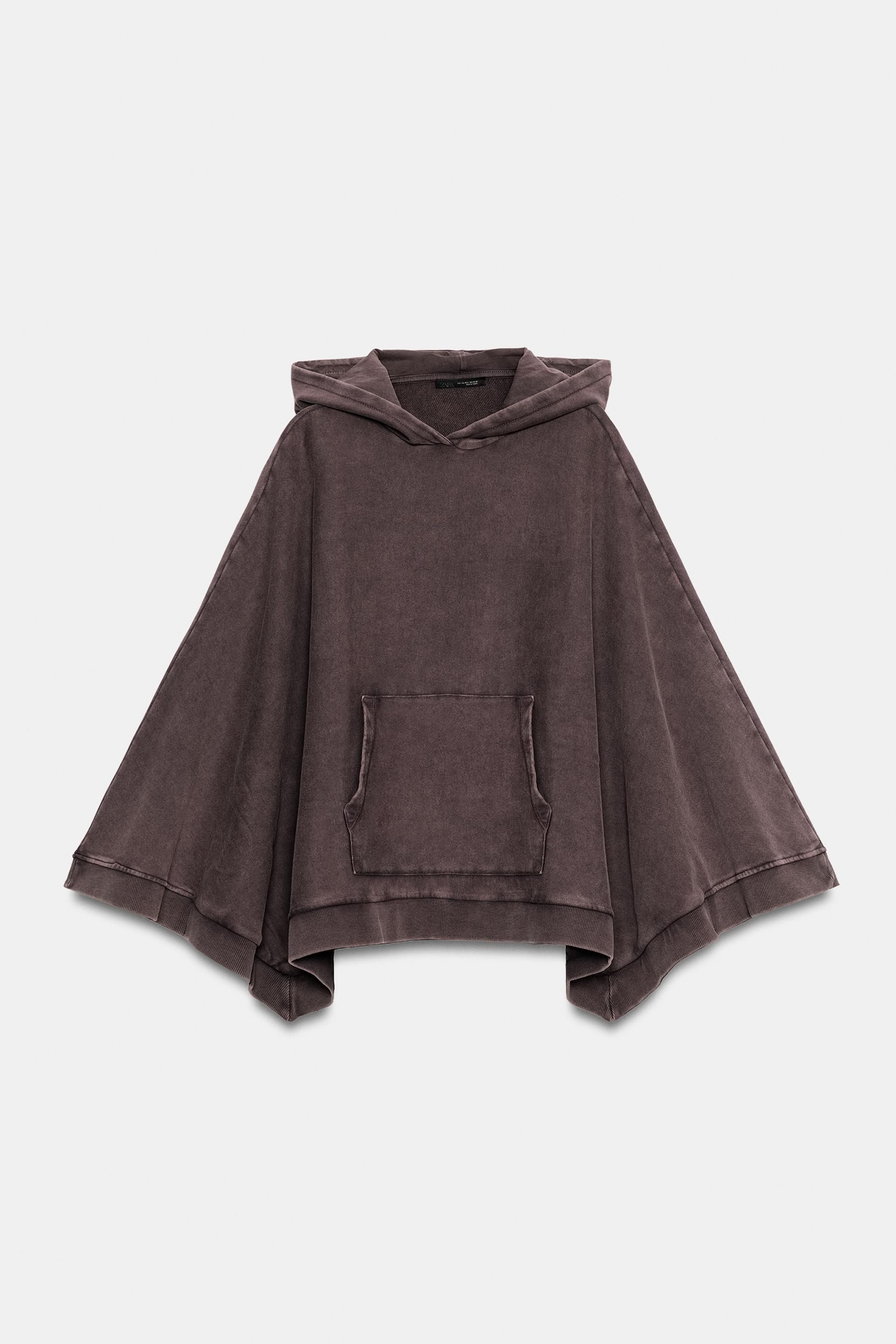 WASHED EFFECT CAPE HOODIE by ZARA