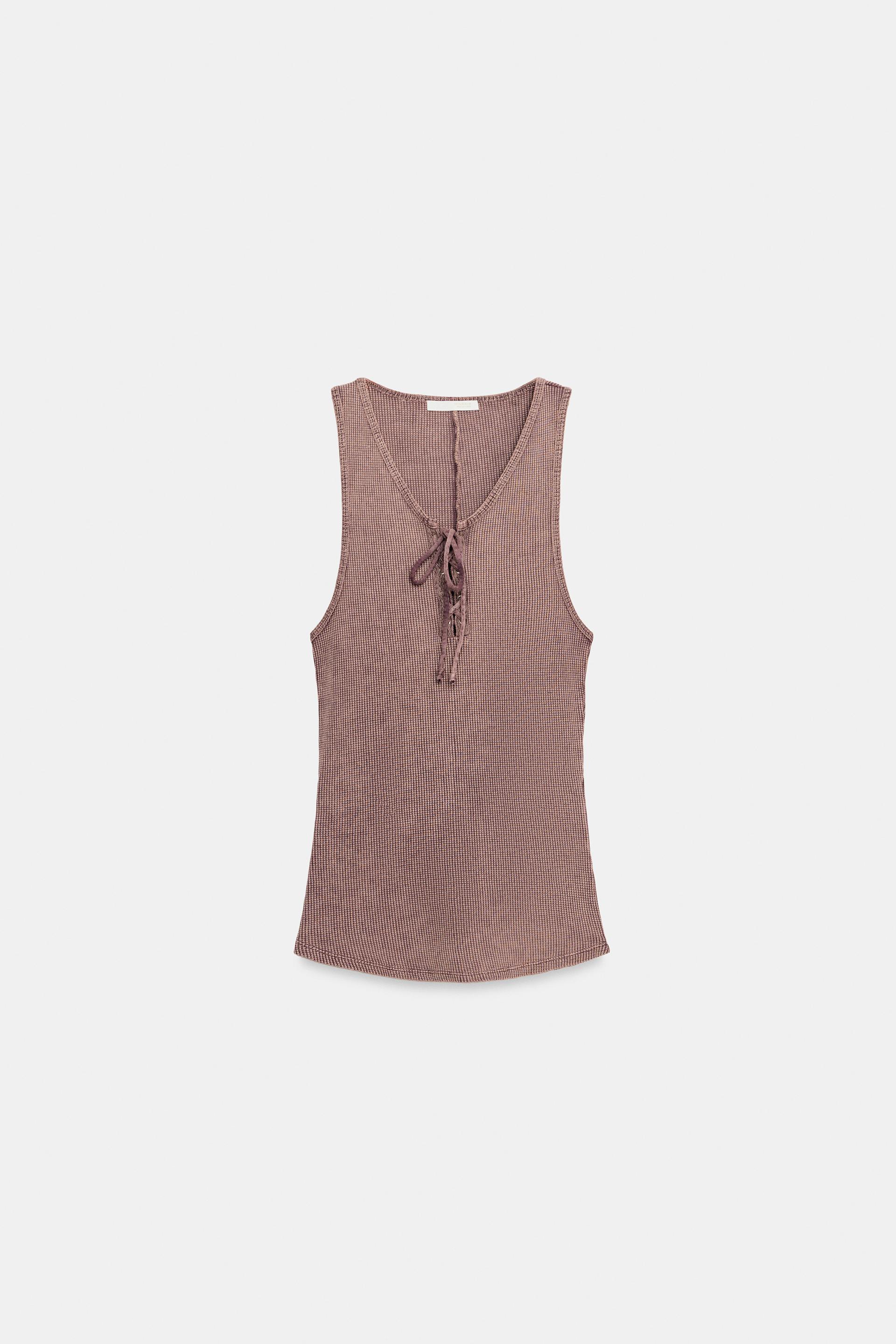 WASHED EFFECT DRAWSTRING TOP by ZARA