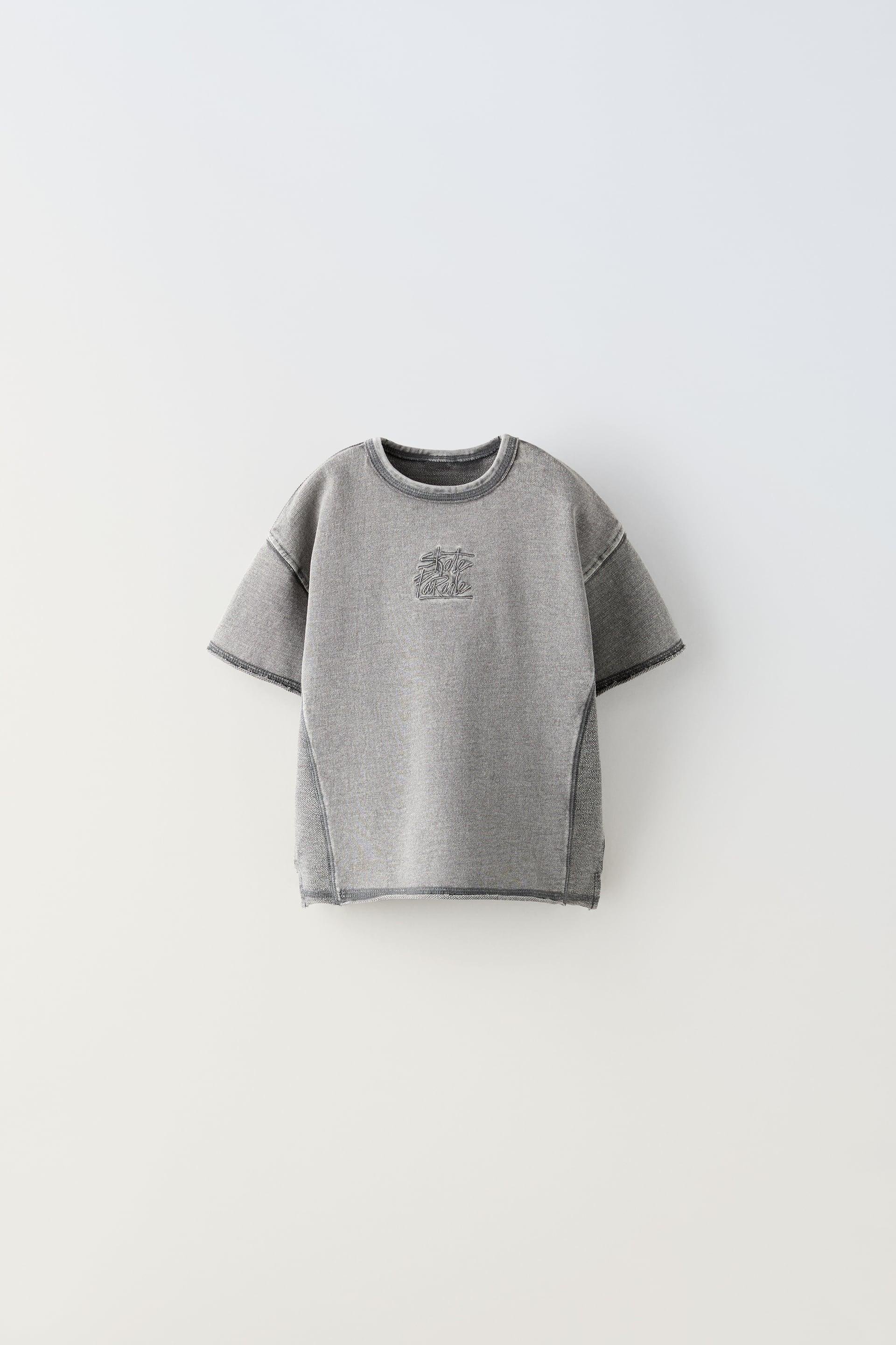 WASHED EFFECT EMBROIDERED T-SHIRT by ZARA