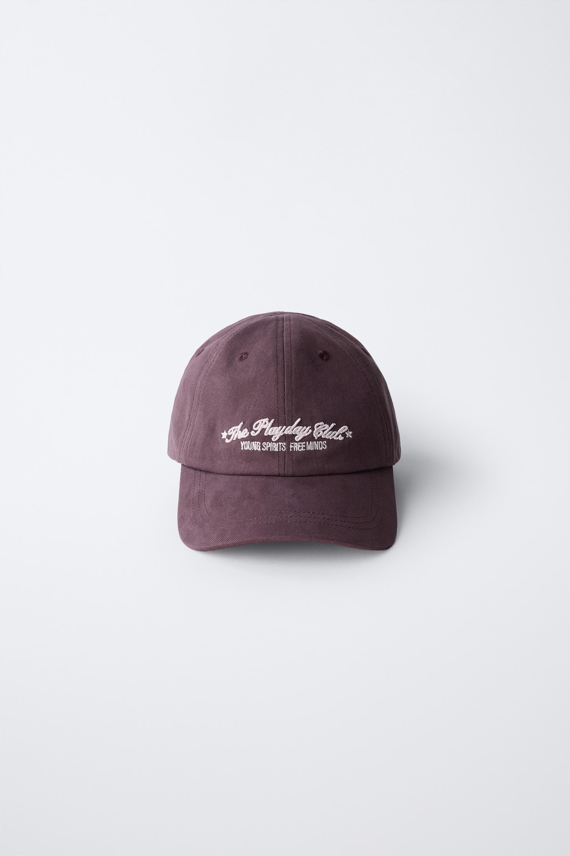 WASHED EFFECT EMBROIDERED TEXT CAP by ZARA