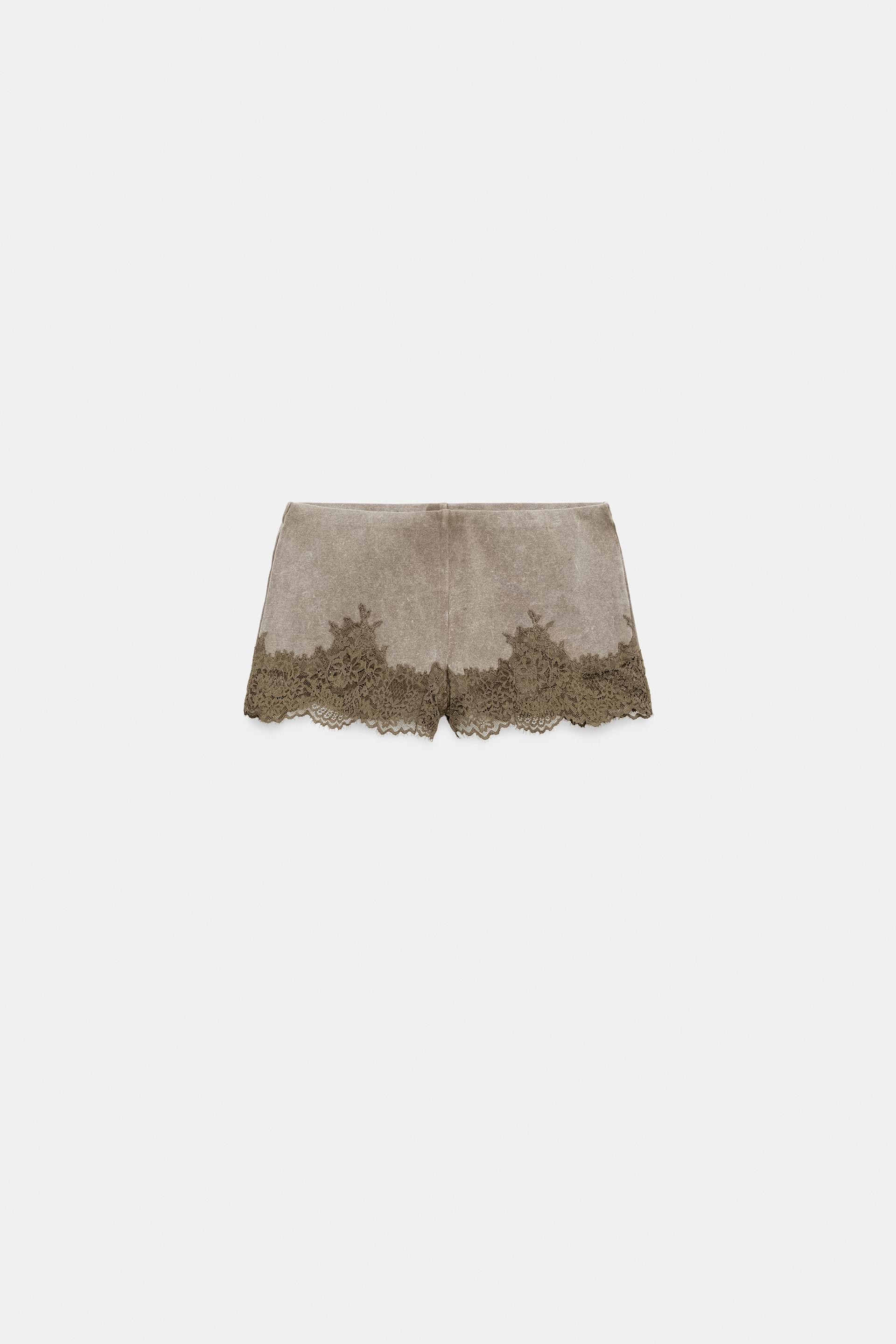 WASHED EFFECT LACE SHORTS by ZARA
