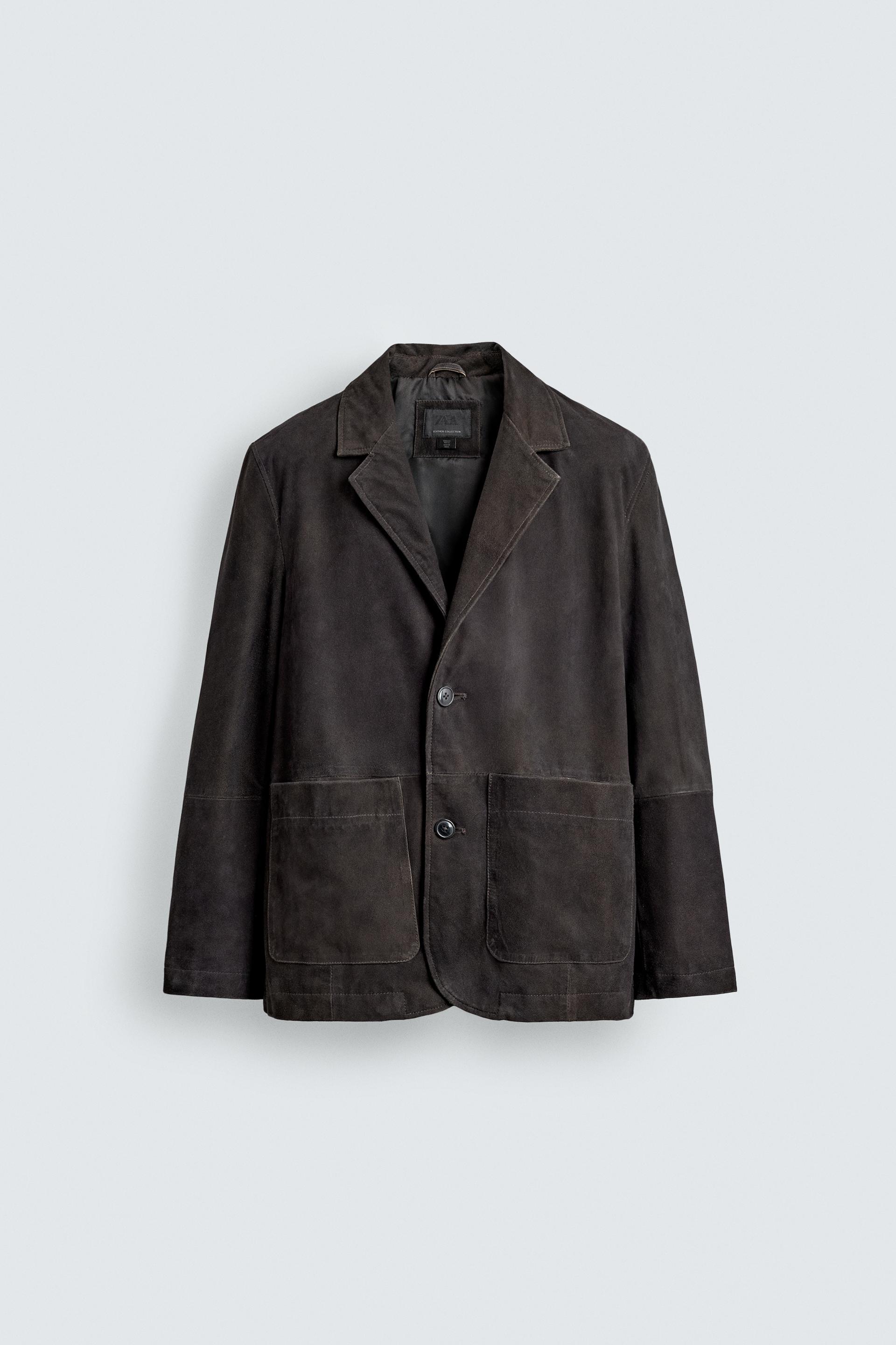 WASHED EFFECT SUEDE LEATHER BLAZER by ZARA