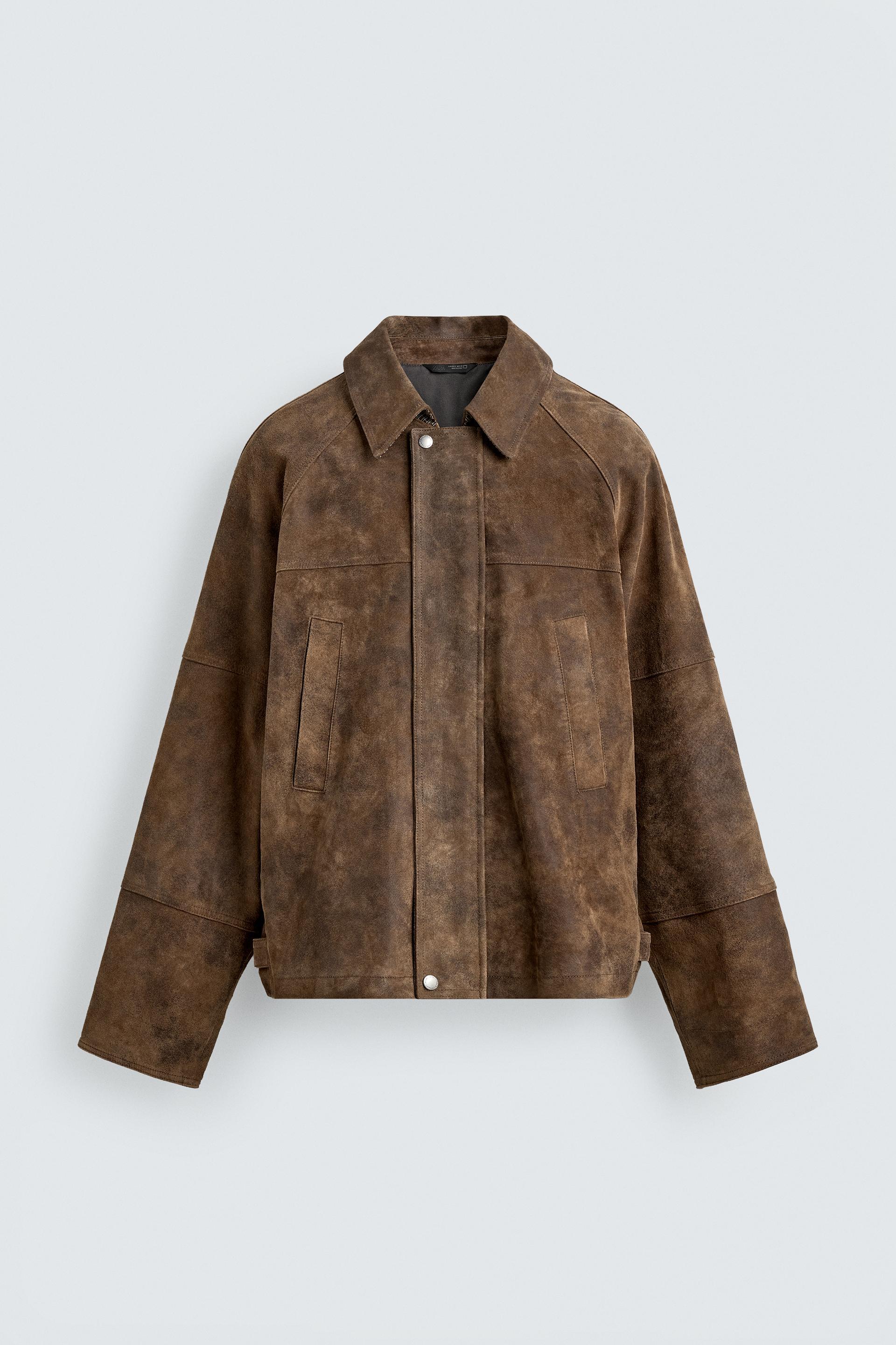 WASHED EFFECT SUEDE LEATHER JACKET by ZARA