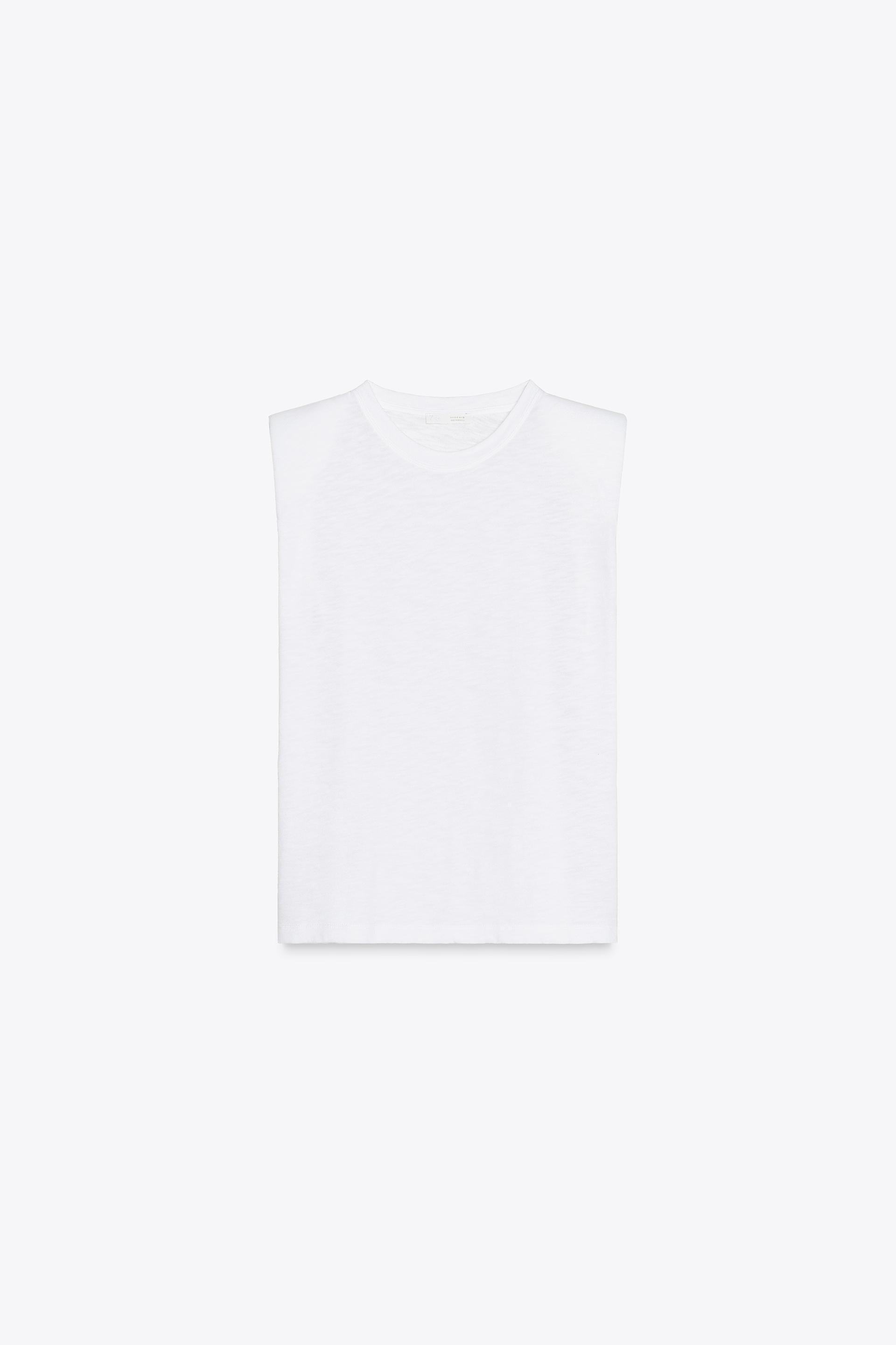 WASHED EFFECT T-SHIRT WITH SHOULDER PADS by ZARA
