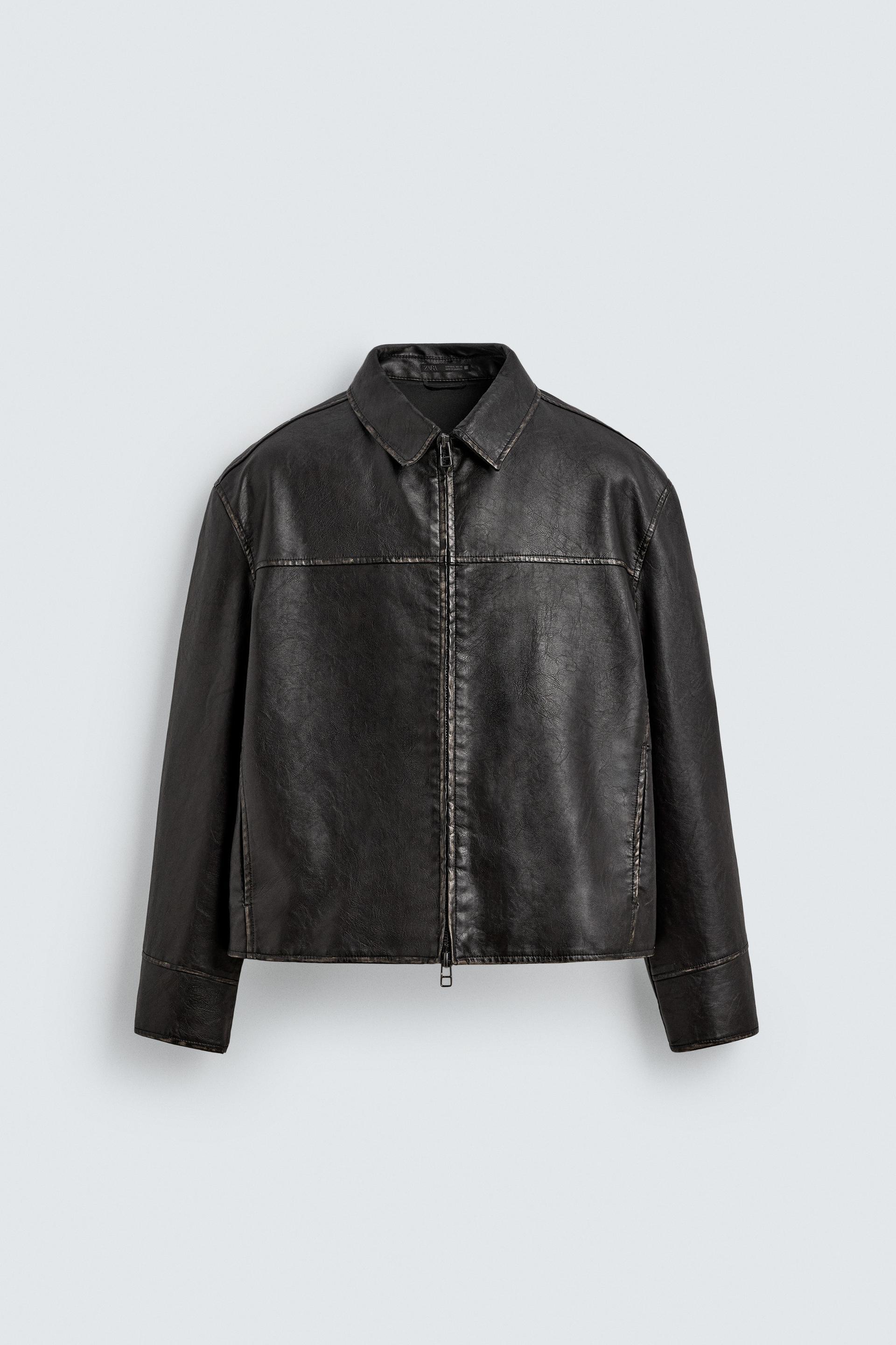 WASHED FAUX LEATHER JACKET by ZARA