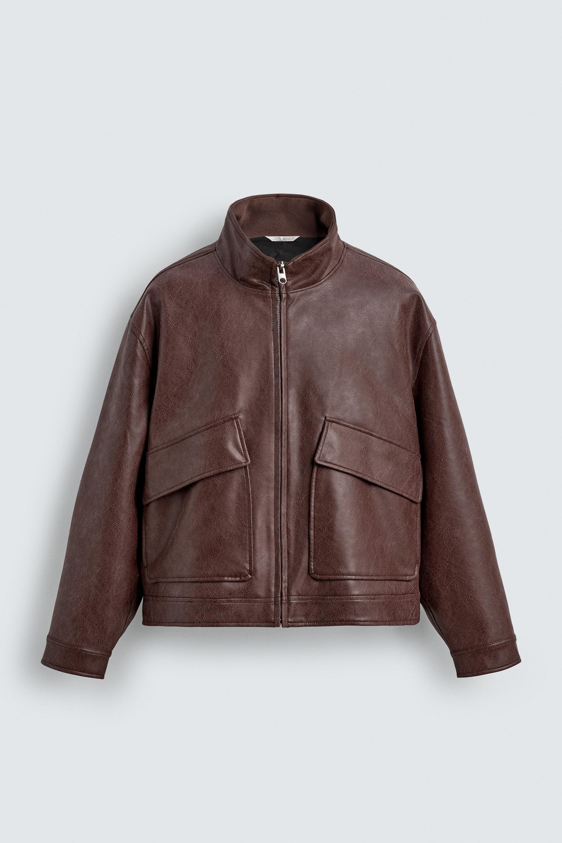 WASHED FAUX LEATHER JACKET by ZARA