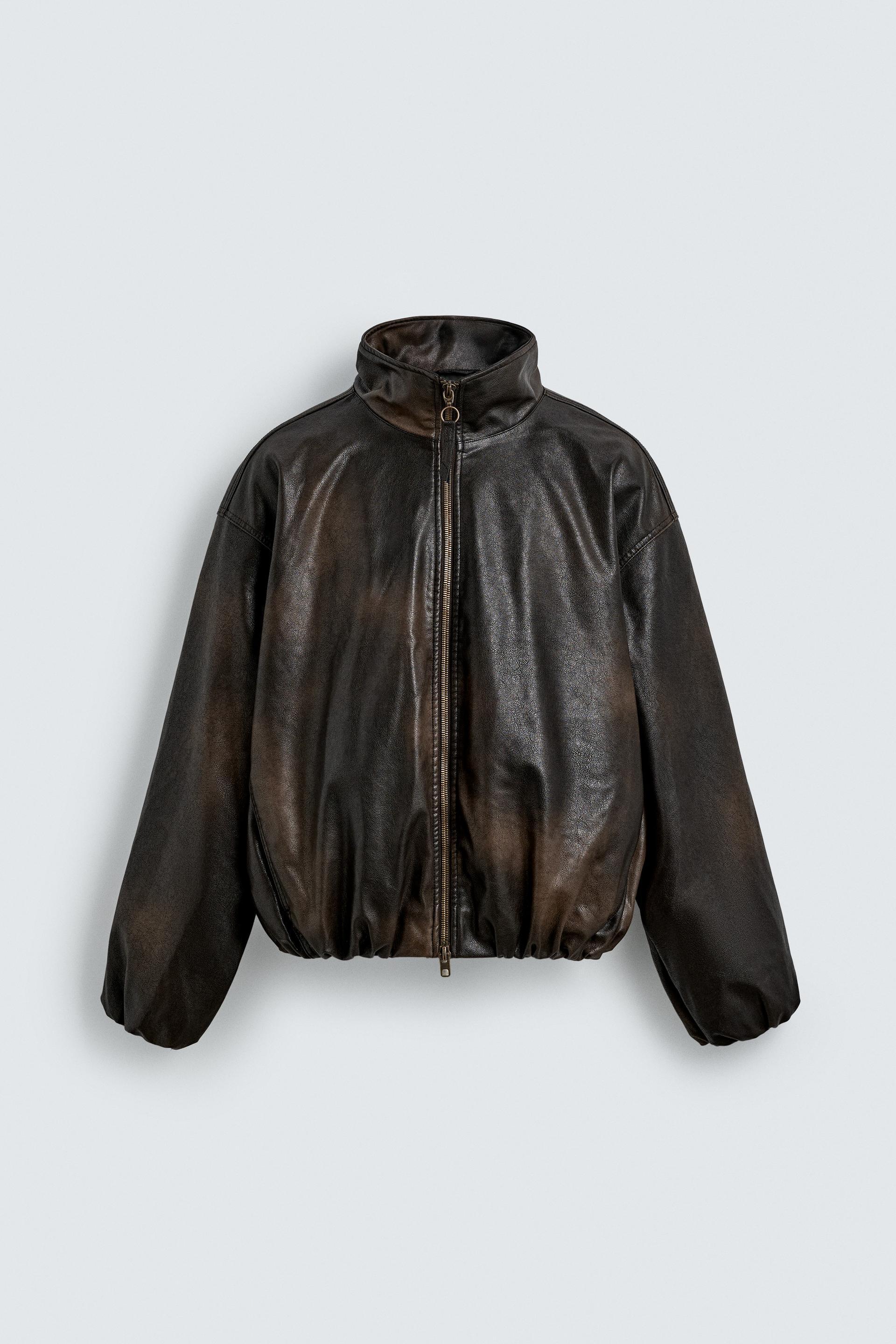WASHED FAUX LEATHER JACKET by ZARA