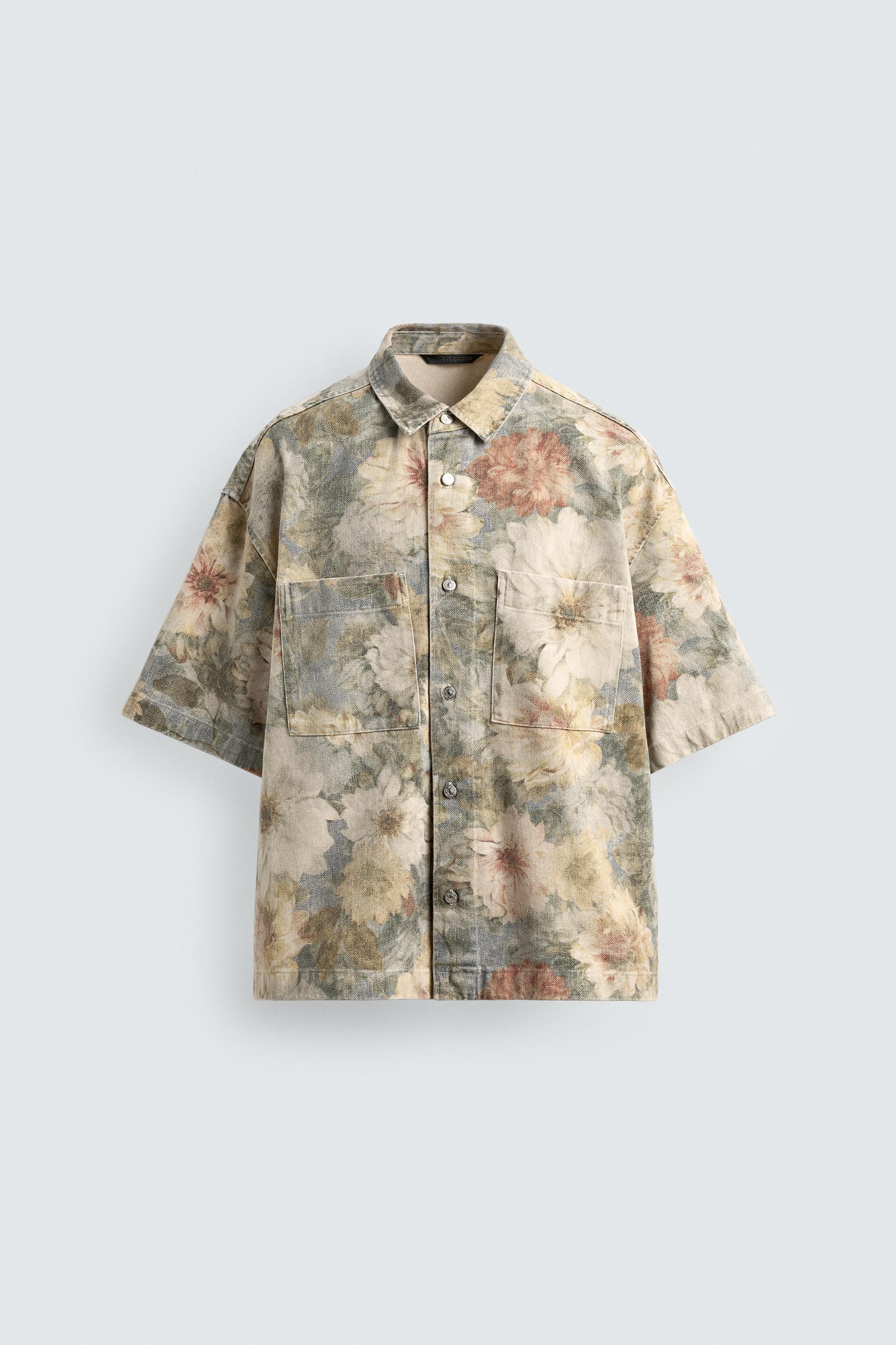 WASHED FLORAL PRINT RELAXED FIT SHIRT by ZARA