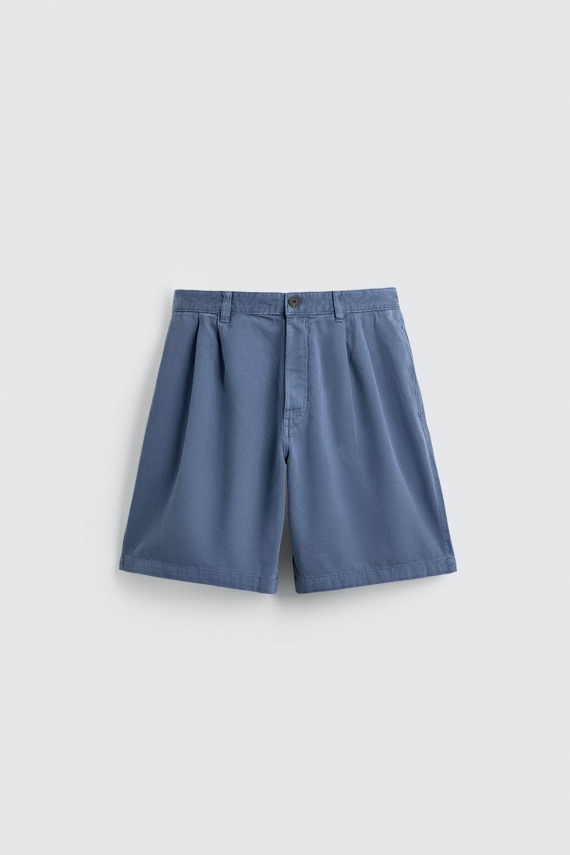 WASHED PLEATED SHORTS by ZARA