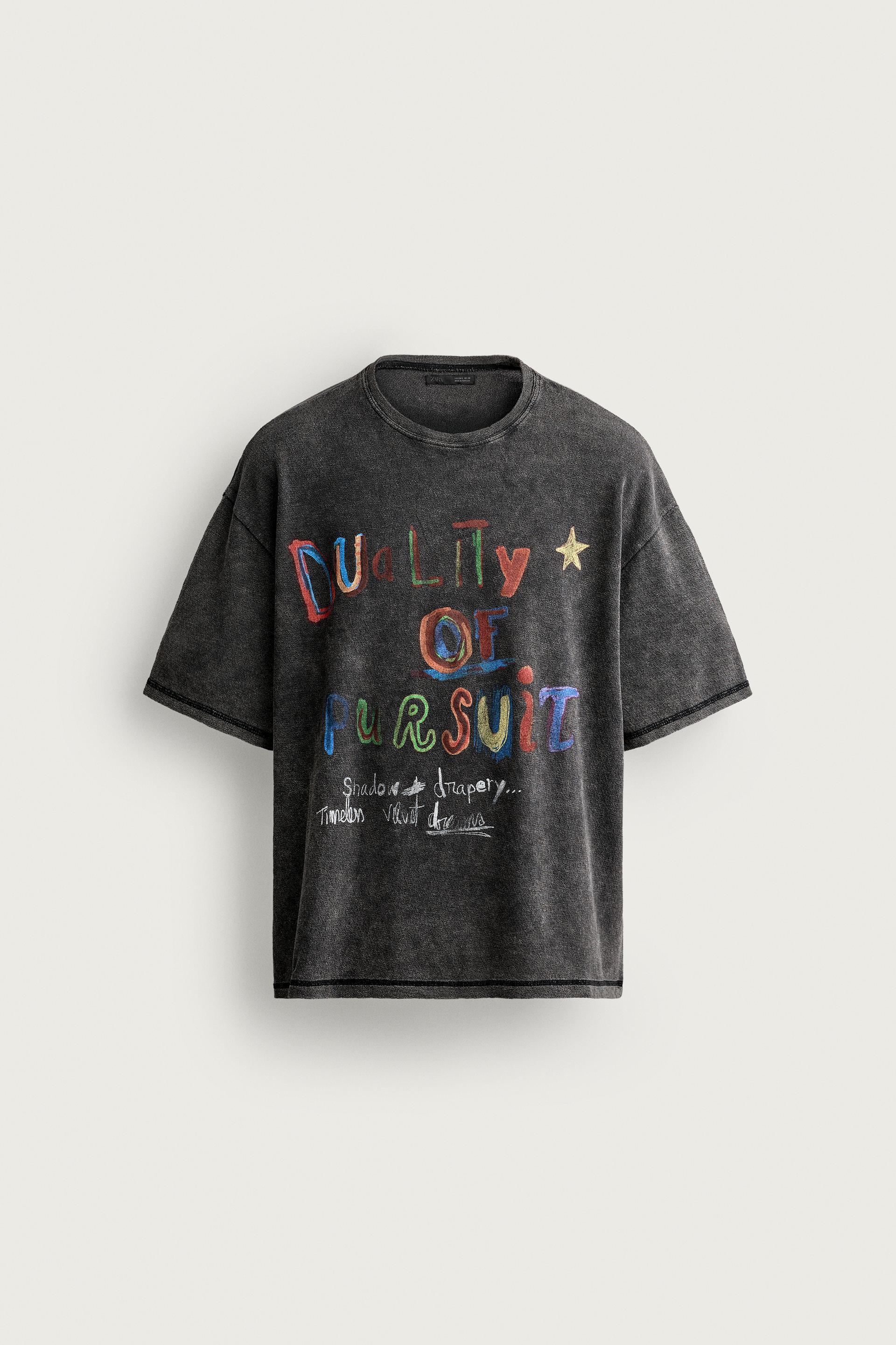 WASHED PRINTED KNIT T-SHIRT by ZARA