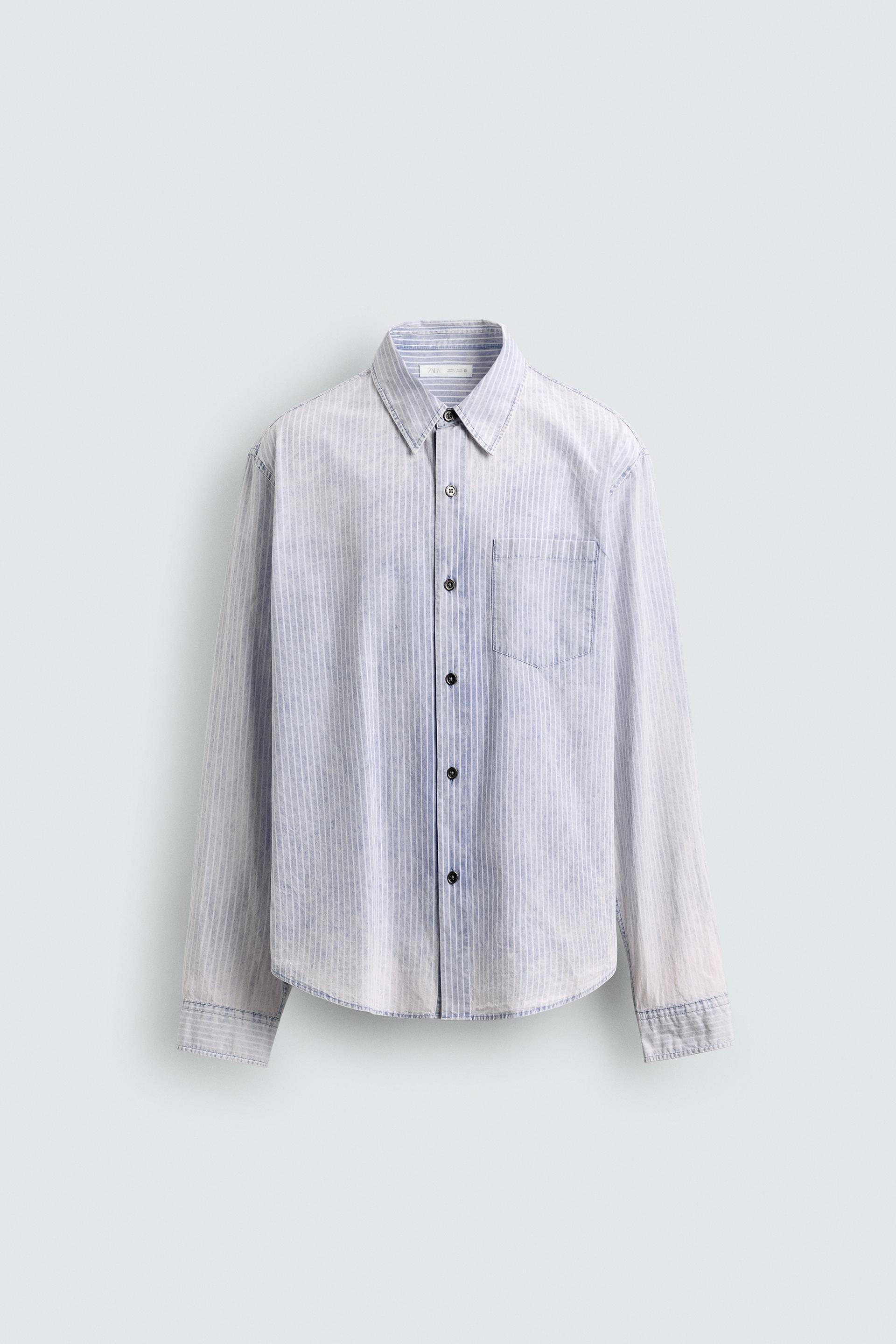 WASHED STRIPED RELAXED FIT SHIRT by ZARA