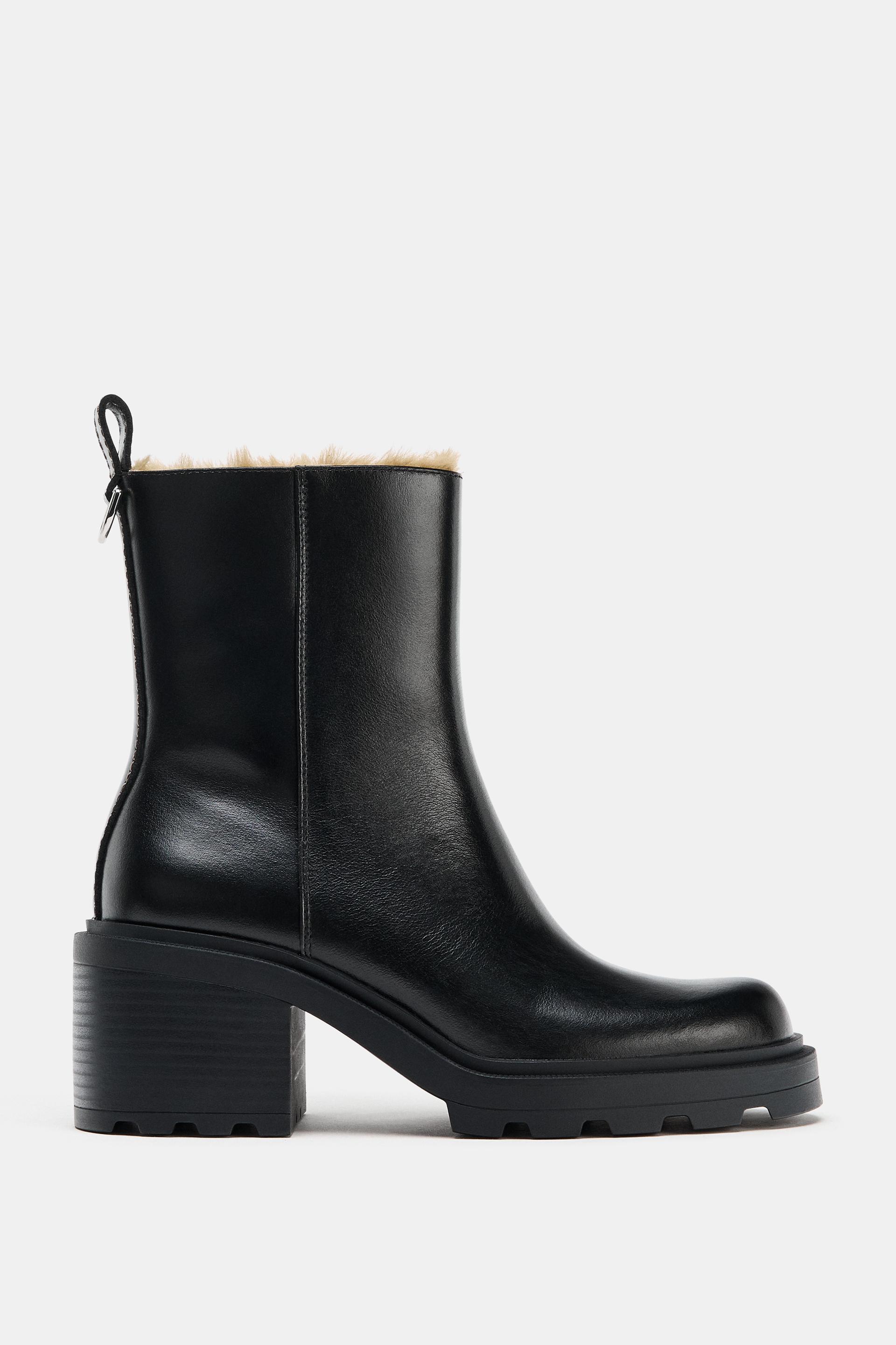 WATER REPELLENT LEATHER ANKLE BOOTS by ZARA